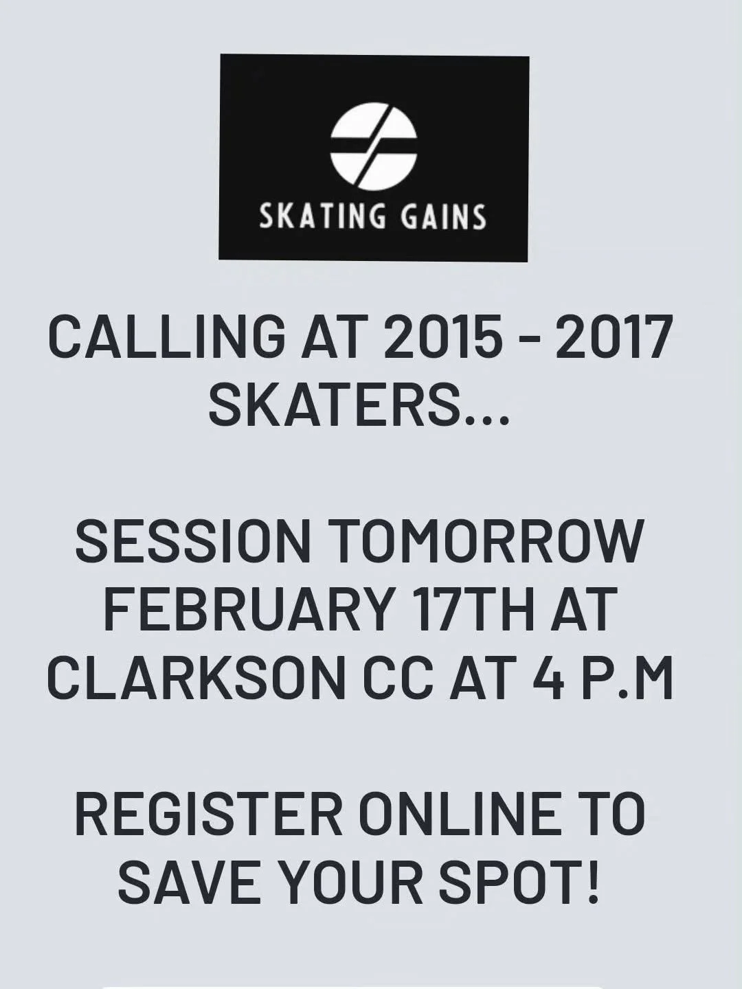 🚨 Last-Minute Power Skating Session &ndash; Don&rsquo;t Miss Out! 🚨

📅 Date: Tuesday, February 17
⏰ Time: 4:00 PM
📍 Location: Clarkson Community Centre
👥 Age Group: 2016 &amp; 2017 birth years

This session is designed to develop:
Faster acceler