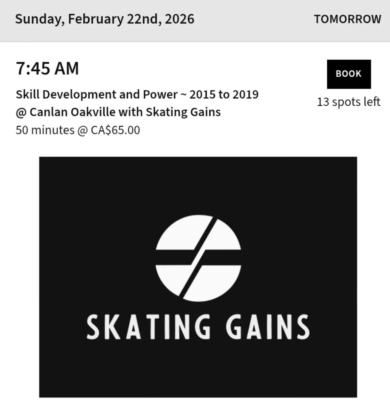 🏒⚡ Skating Gains Power Skating Session &ndash; This Sunday! ⚡🏒

Join us tomorrow Sunday, February 22 at 7:45 a.m. for an action-packed Power Skating Session designed for players born 2015&ndash;2019!

📍 Location: Canlan Oakville
⏰ Time: 7:45 a.m.
