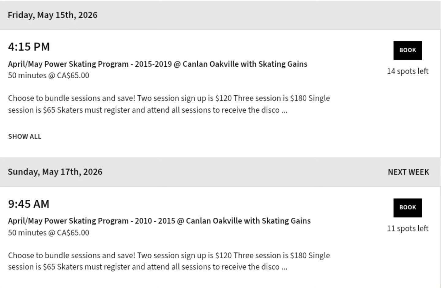 🏒 Skating Gains Sessions This Week at Canlan Sports Oakville

📅 Friday, May 15
⏰ 4:15 PM
👧🧒 Ages 2015&ndash;2019

📅 Sunday, May 17
⏰ 9:45 AM
👦👧 Ages 2010&ndash;2015

Spots are limited. Register online today!
www.skatinggains.com 

#SkatingGain