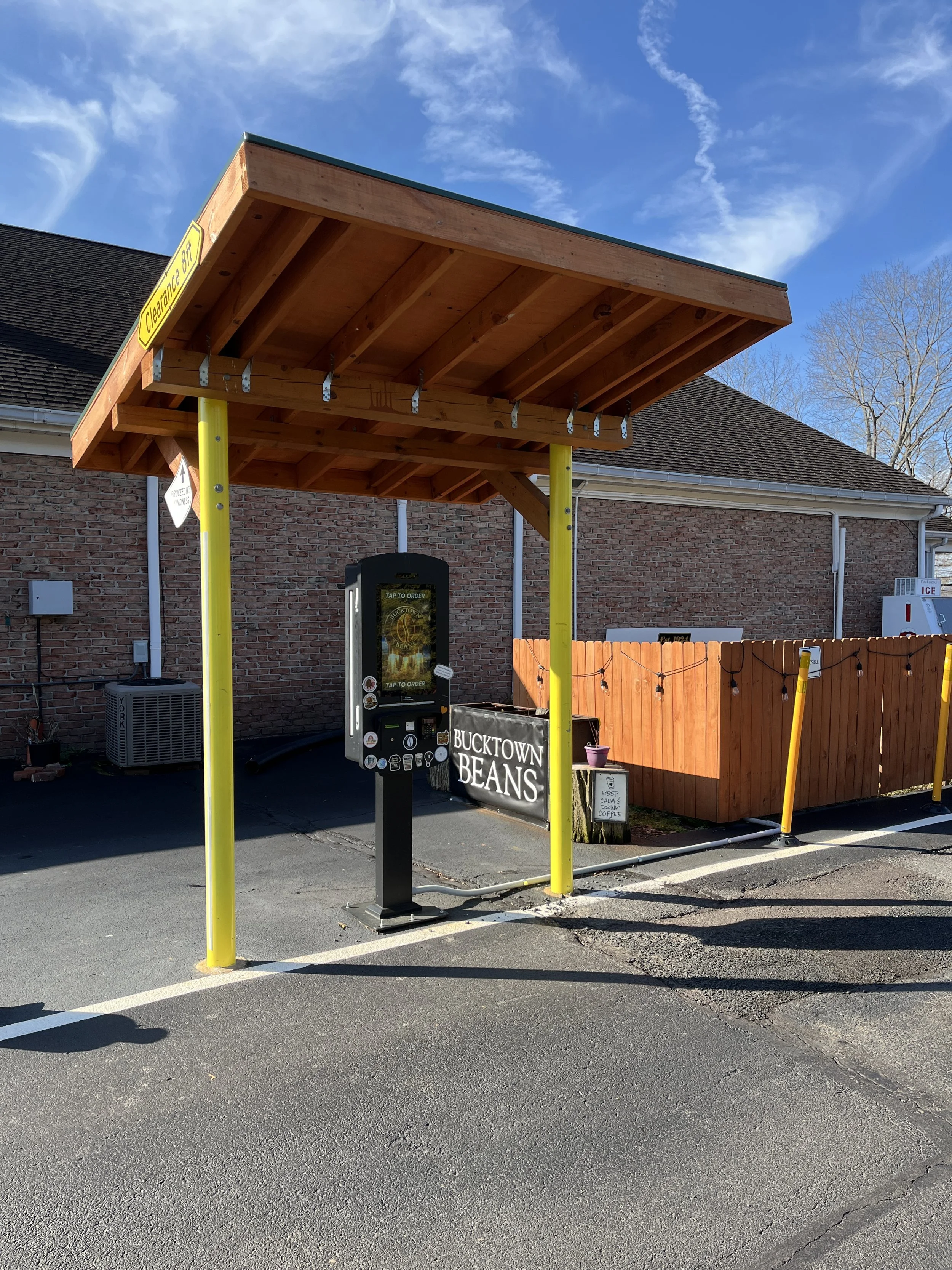 Covered outdoor kiosk to place your order.