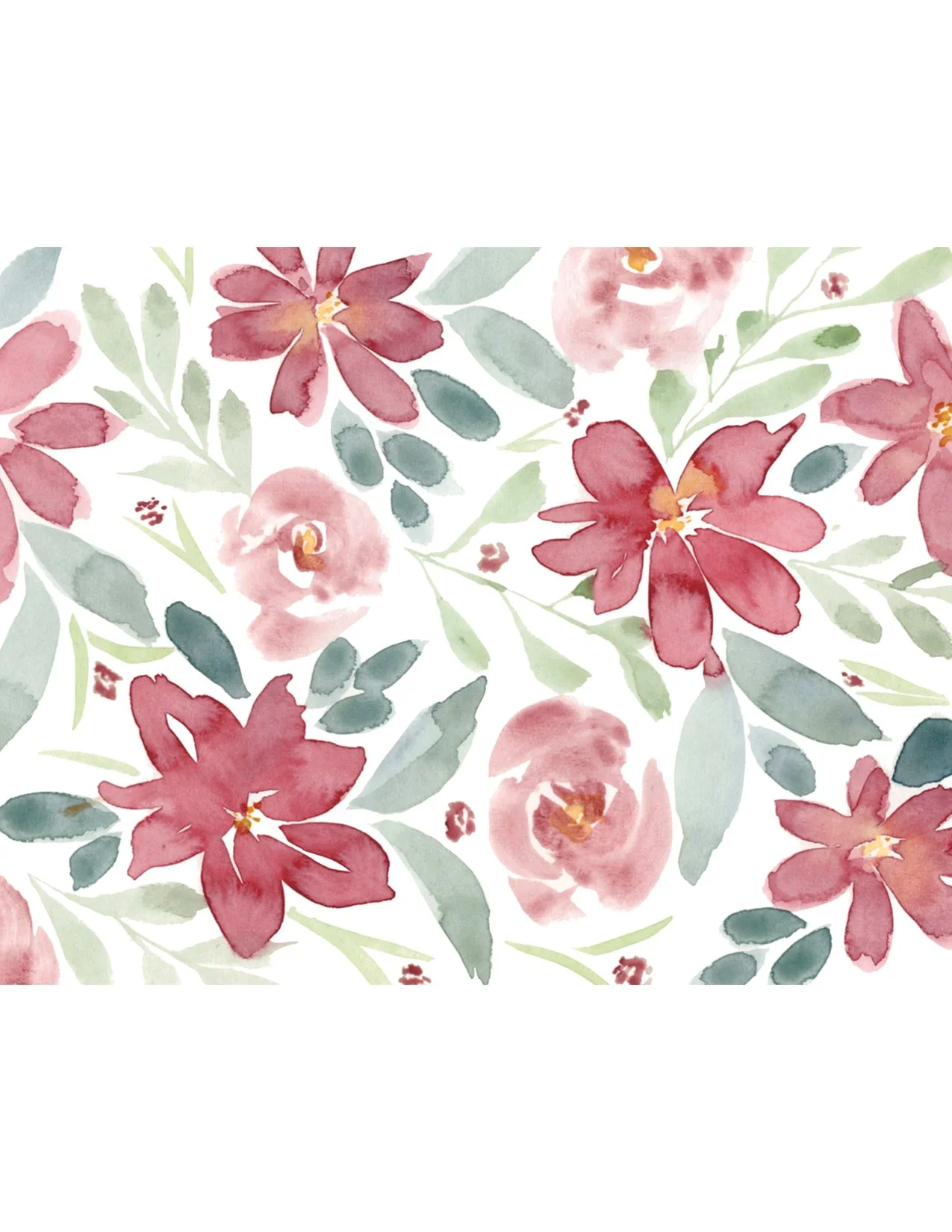 Blank Card - Red Floral