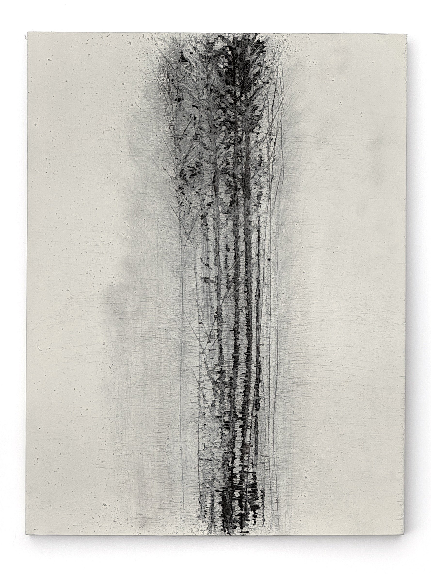 Tree Line 01, Fire and acrylic on wood panel, 12x9 inches