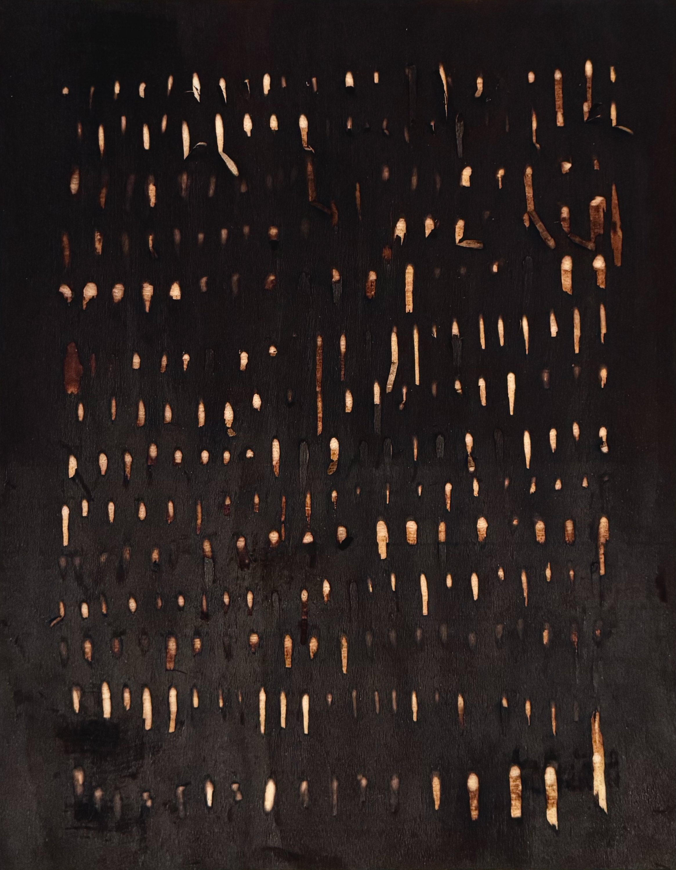 Meditation No. 2 2025 | Fire on wood panel, 14 x 11 inches