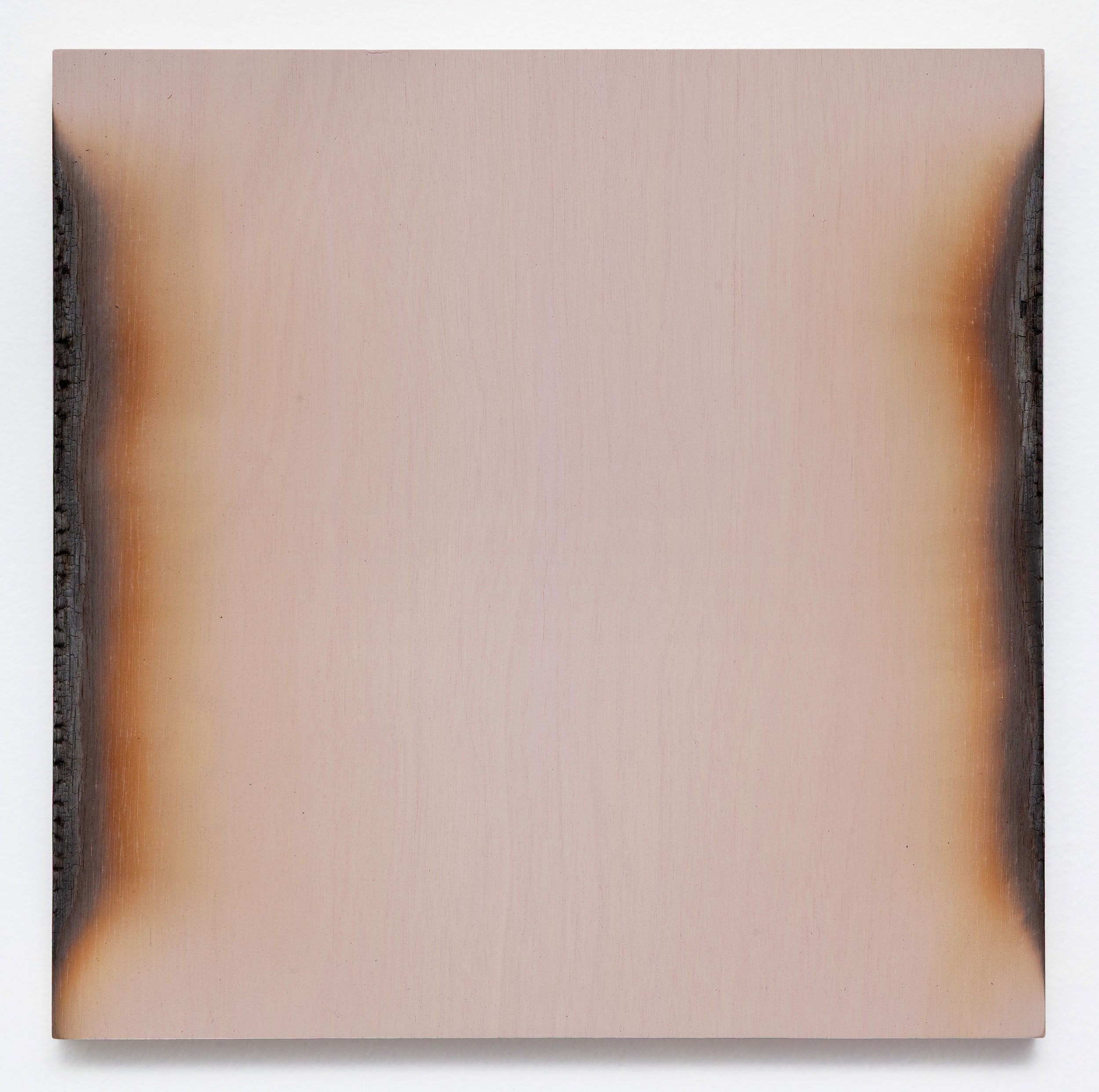 Edge Burns No. 12 2025 | Fire and acrylic on wood panel, 10 x 10 inches