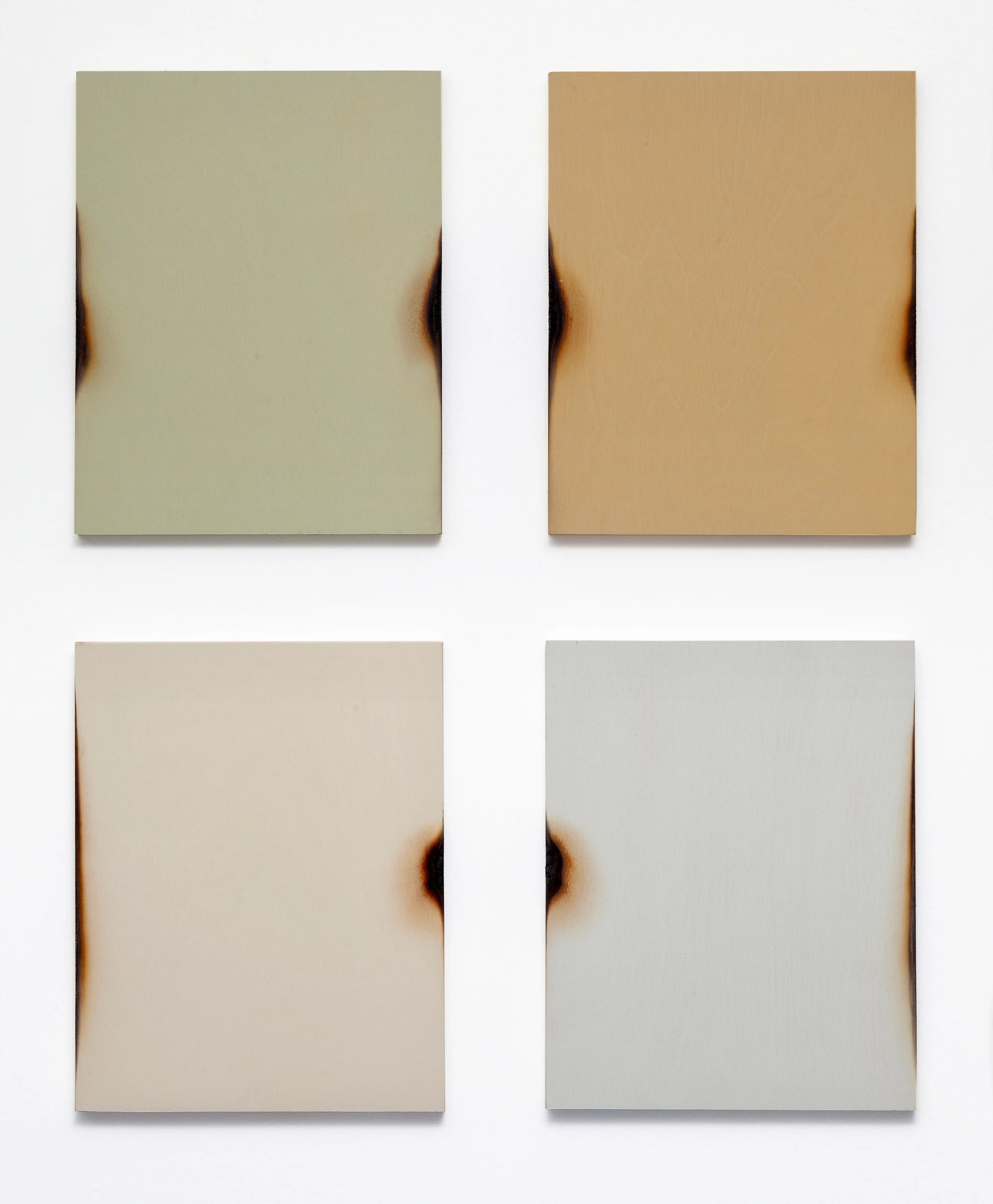 Edge Burns No. 1 2025 | Fire and acrylic on wood panels, 30 x 24 inches
