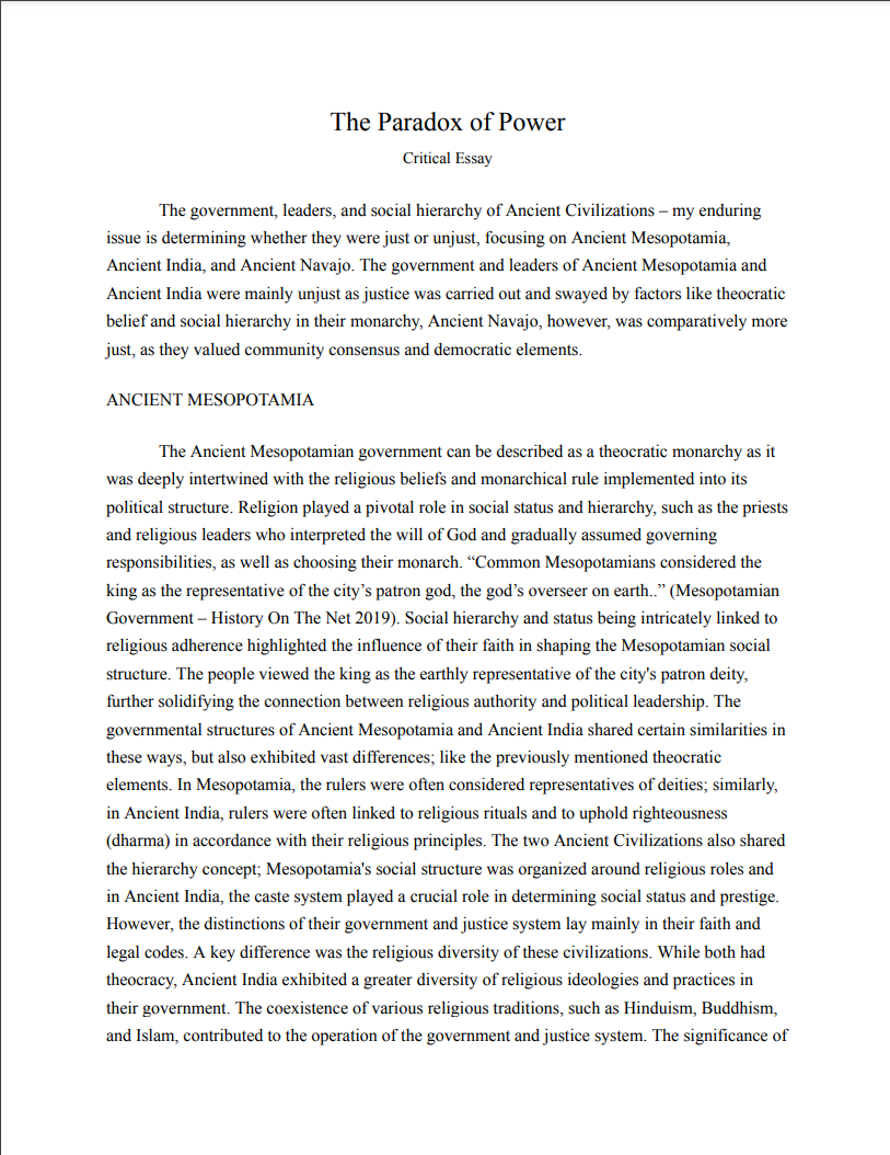 The Paradox Of Power — International High School Writing Contest