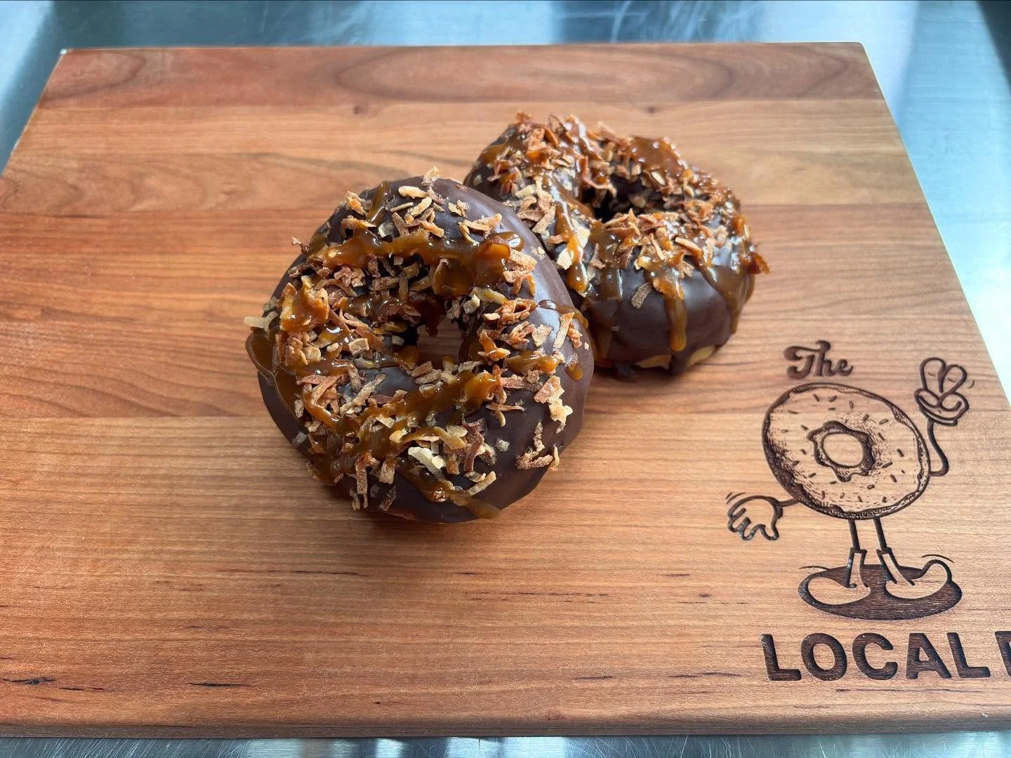 Always R &amp; D&rsquo;ing&hellip;working on a chocolate glazed with toasted coconut and caramel drizzle (Samoa GS cookie) aka The Scout. Oh and a Tagalog one of those but with peanut butter flavored whipped cream filling aka The Scout II.