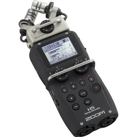 Zoom H5 Handy Recorder with attached microphone
