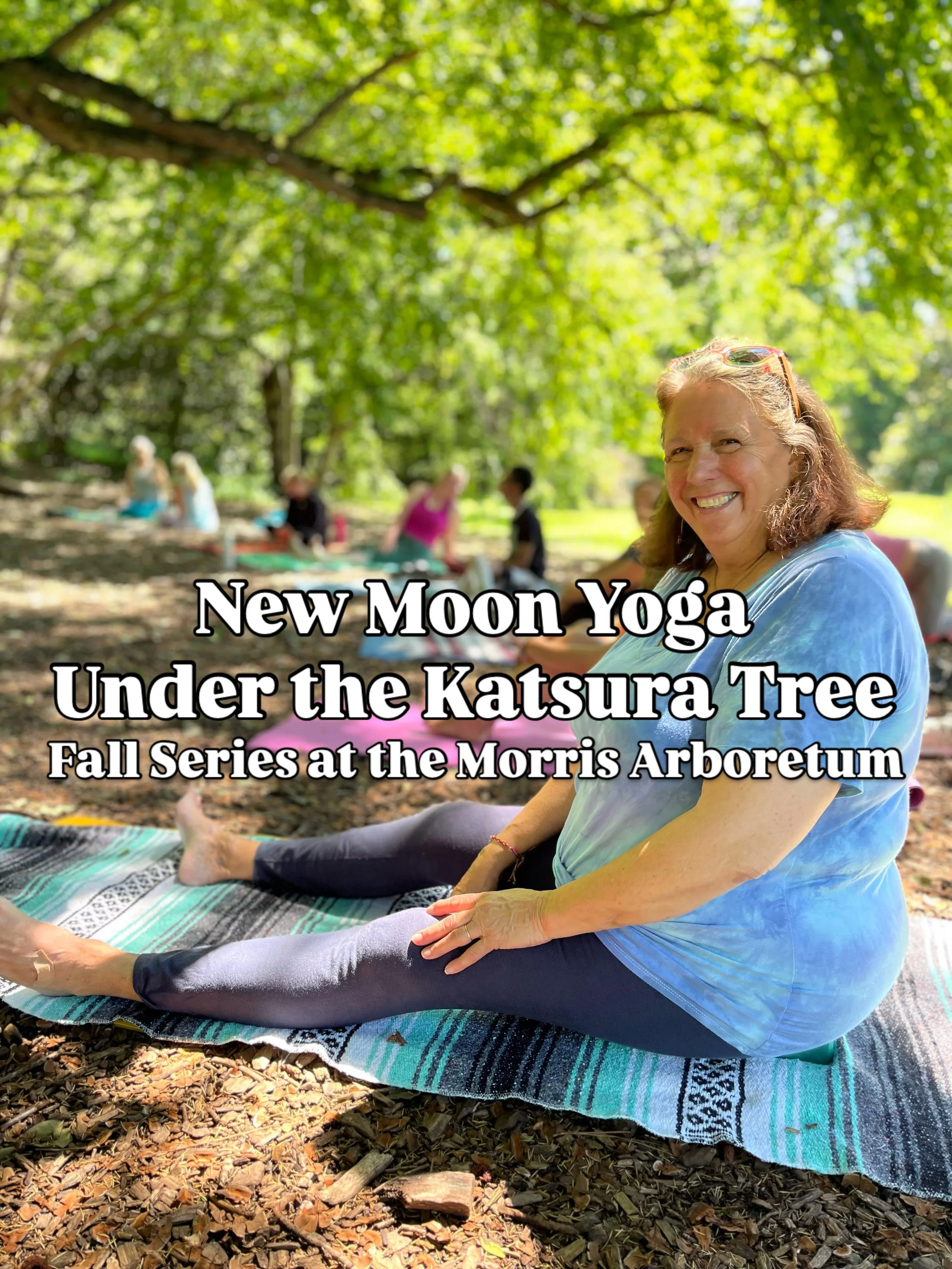 People have been asking me if 🌑 New Moon Yoga 🧘&zwj;♀️ Under the Katsura Tree 🌳 at the @morrisarboretum in partnership with 💛 @camaraderieambler is still happening. YES it is! Put the dates for the fall series on your calendar NOW. 🔗 link in bio