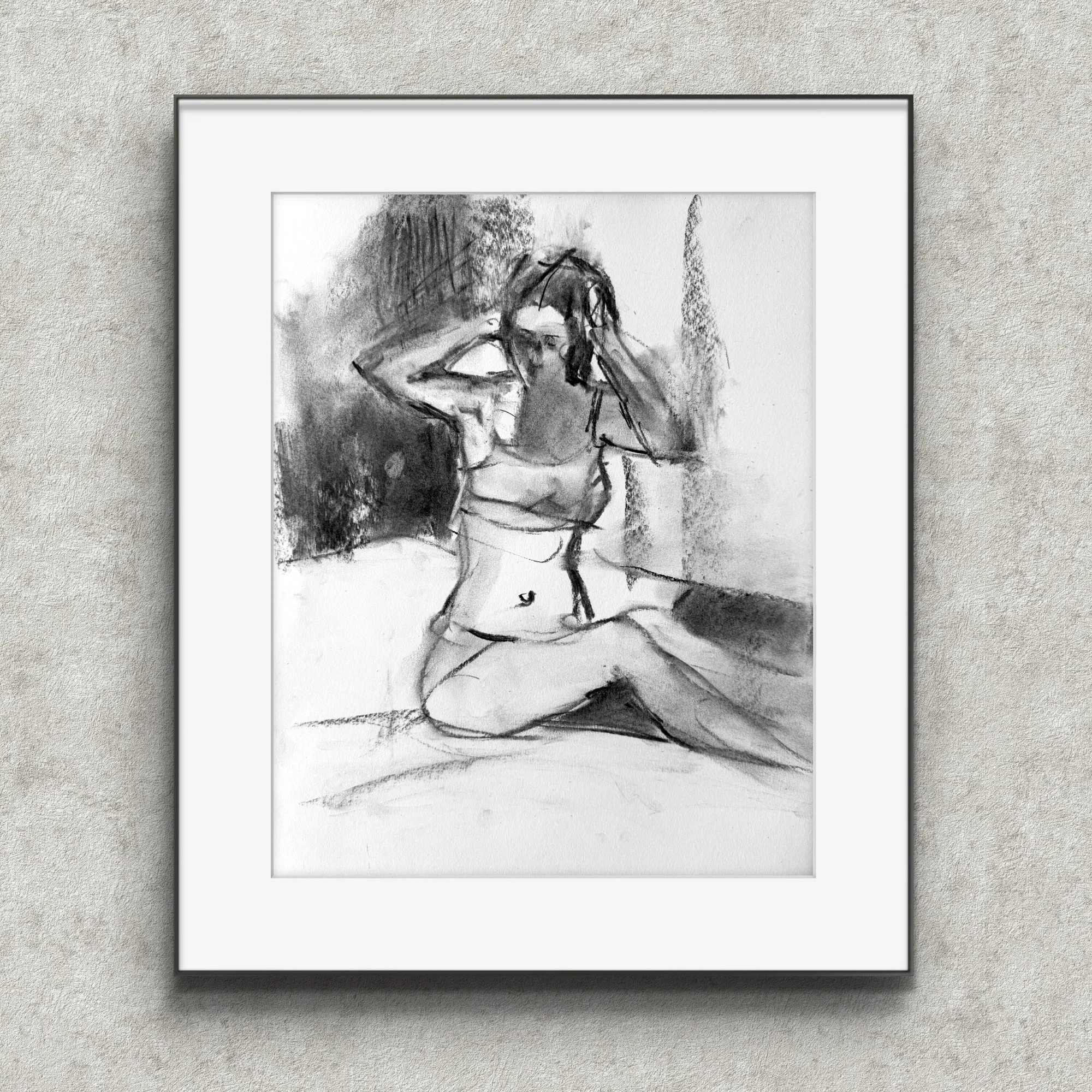 woman charcoal figurative impressionist drawing