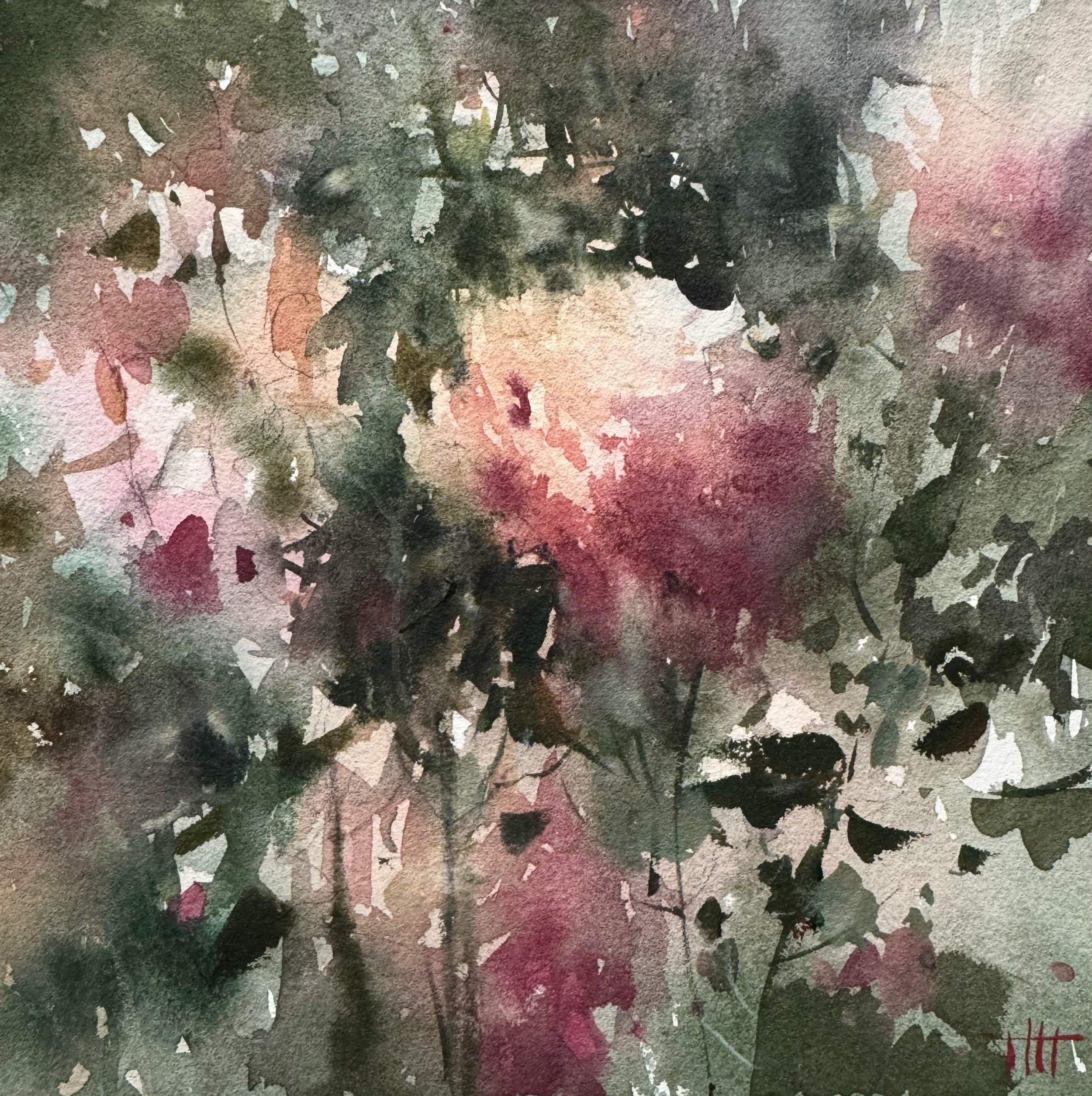 Garden Roses. Watercolor on paper.
