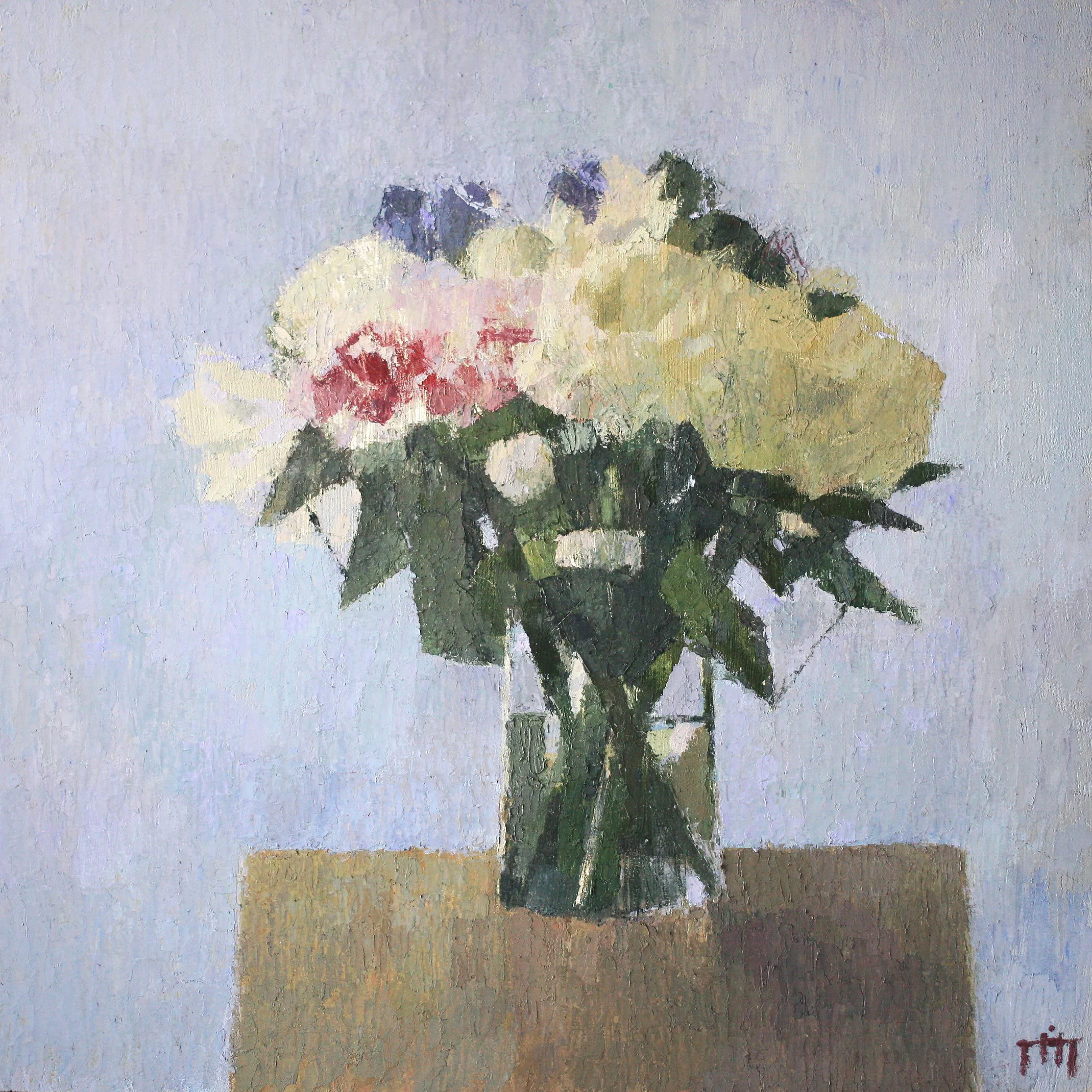 "Cotton Air" oil and cold wax on panel, 12" x 12"