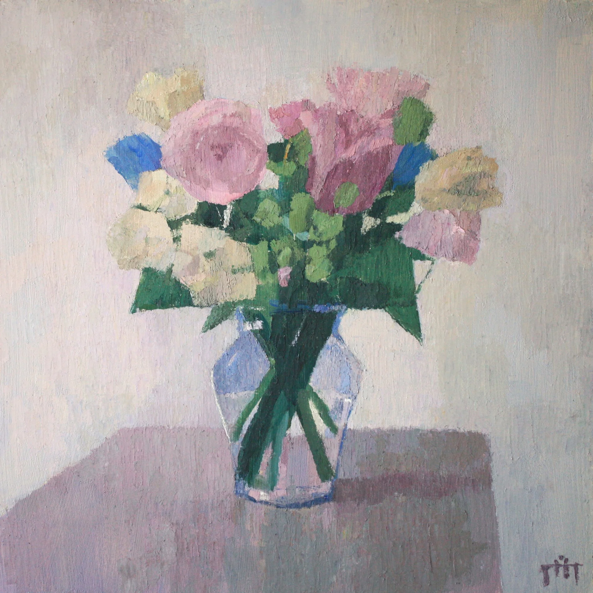 "Linen Balance" oil and cold wax on panel, 12" x 12"