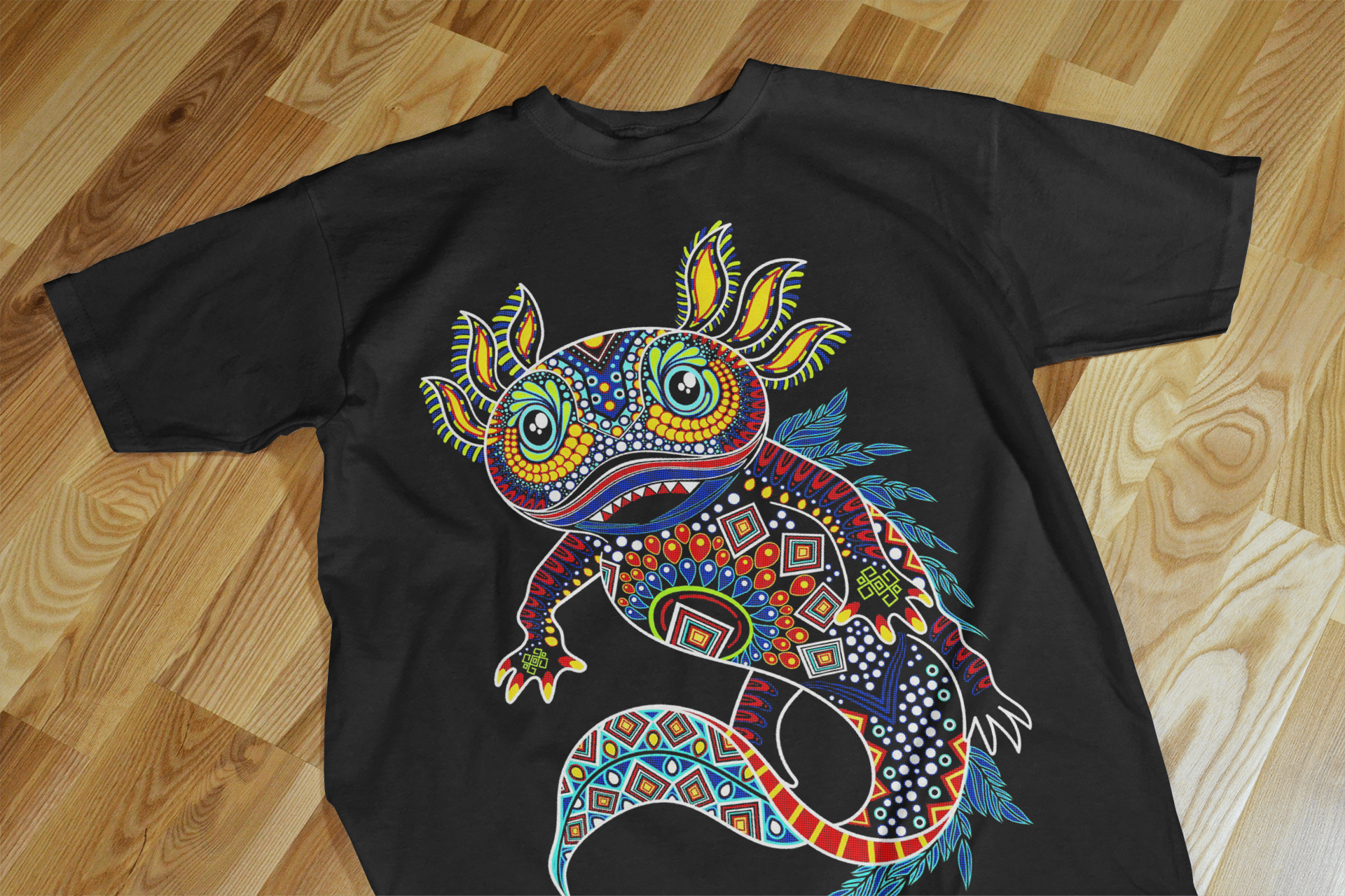 Colorful Mexican Art Black Shirt