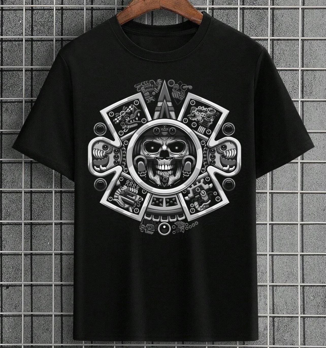 Aztec Black & White Halftone T-Shirt