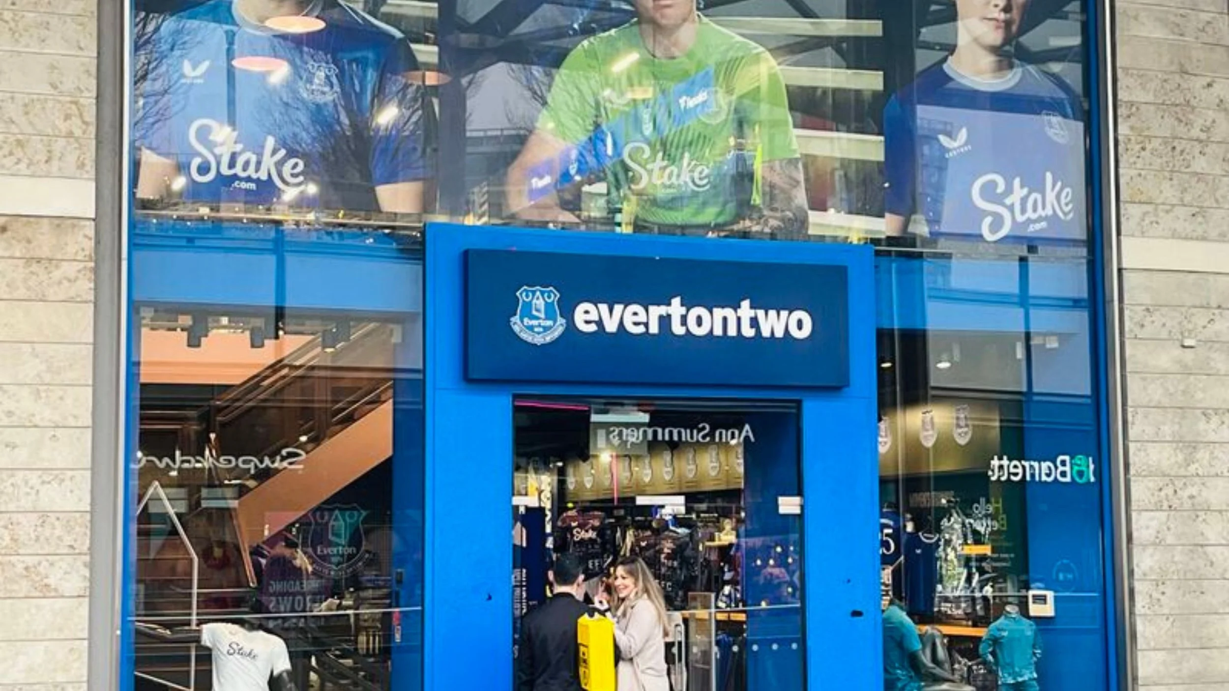 Built environment and digital branding for Everton Football Club retail stores.