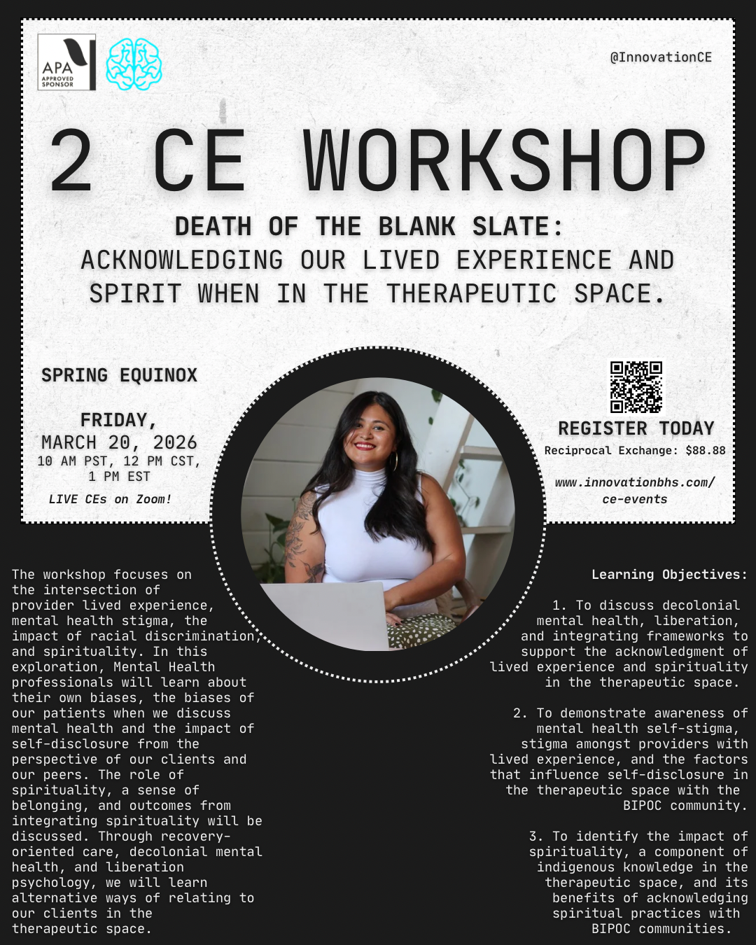 Death of the Blank Slate: Acknowledging Our Lived Experience And Spirit When In  The Therapeutic Space