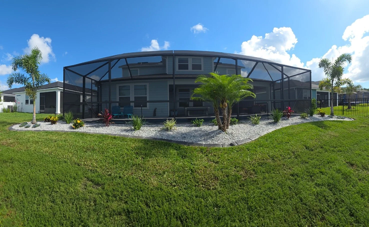 Full Landscape Installation with decorative concrete curbing in St Augustine Florida