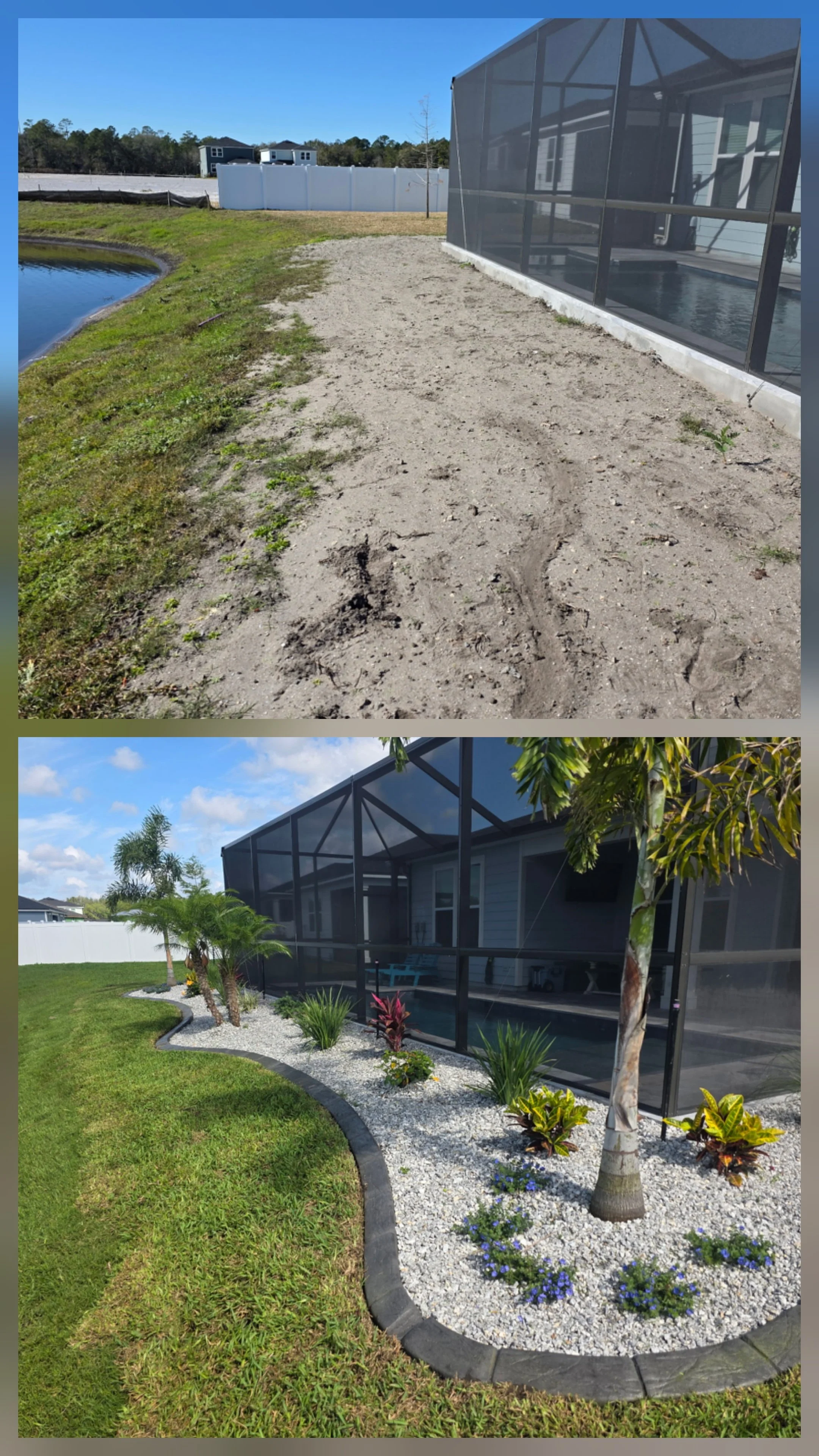 Sod Installation , Palm Installation , Plant Installation with Decorative Concrete Edging in World Golf Village 