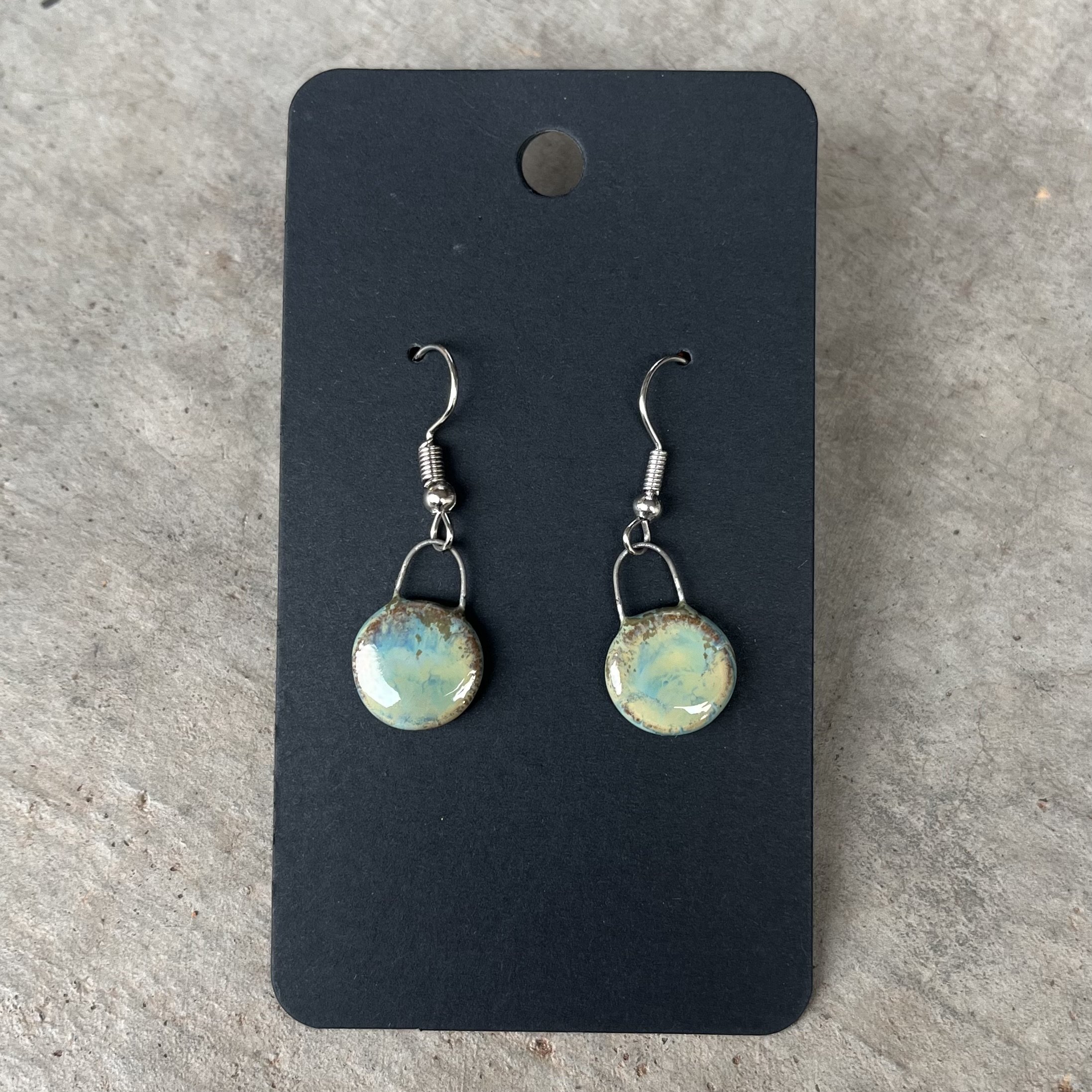 Ceramic Hook Back Earrings with No Pattern