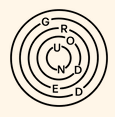 Logo of a CD or DVD with the word 'GROUNDED' written across it
