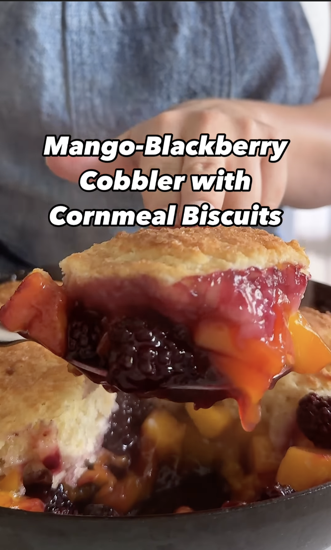 Mango-Blackberry Cobbler with Cornmeal Biscuits