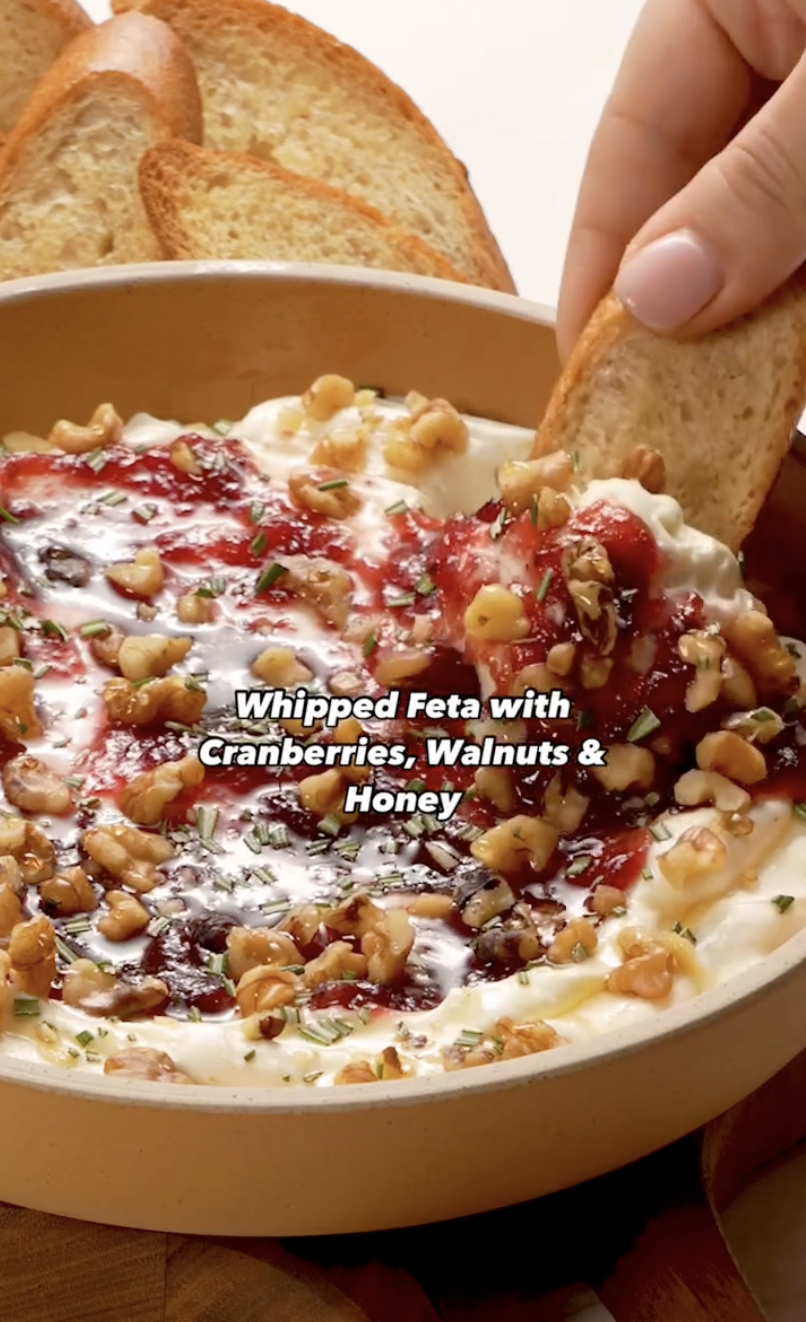 Whipped Feta with Cranberries, Walnuts, & Honey