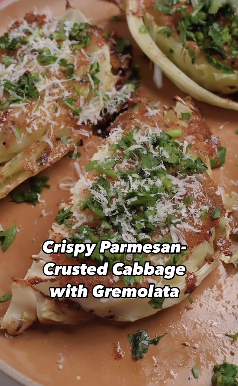 Crispy Parmesan-Crusted Cabbage with Gremolata
