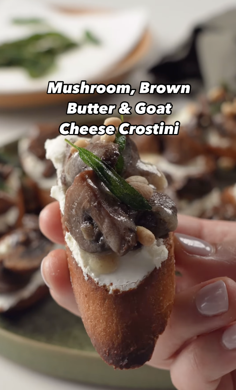 Mushroom, Brown Butter, & Goat Cheese Crostini