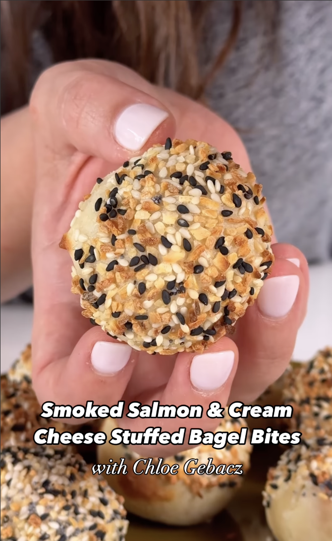 Smoked Salmon & Cream Cheese Stuffed Bagel Bites