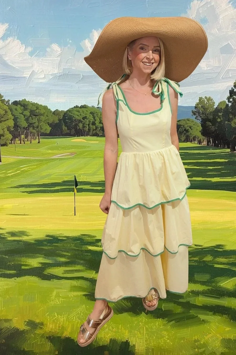 knee length dresses for ladies Golf Print Bubble – Magpies Nashville main image 1