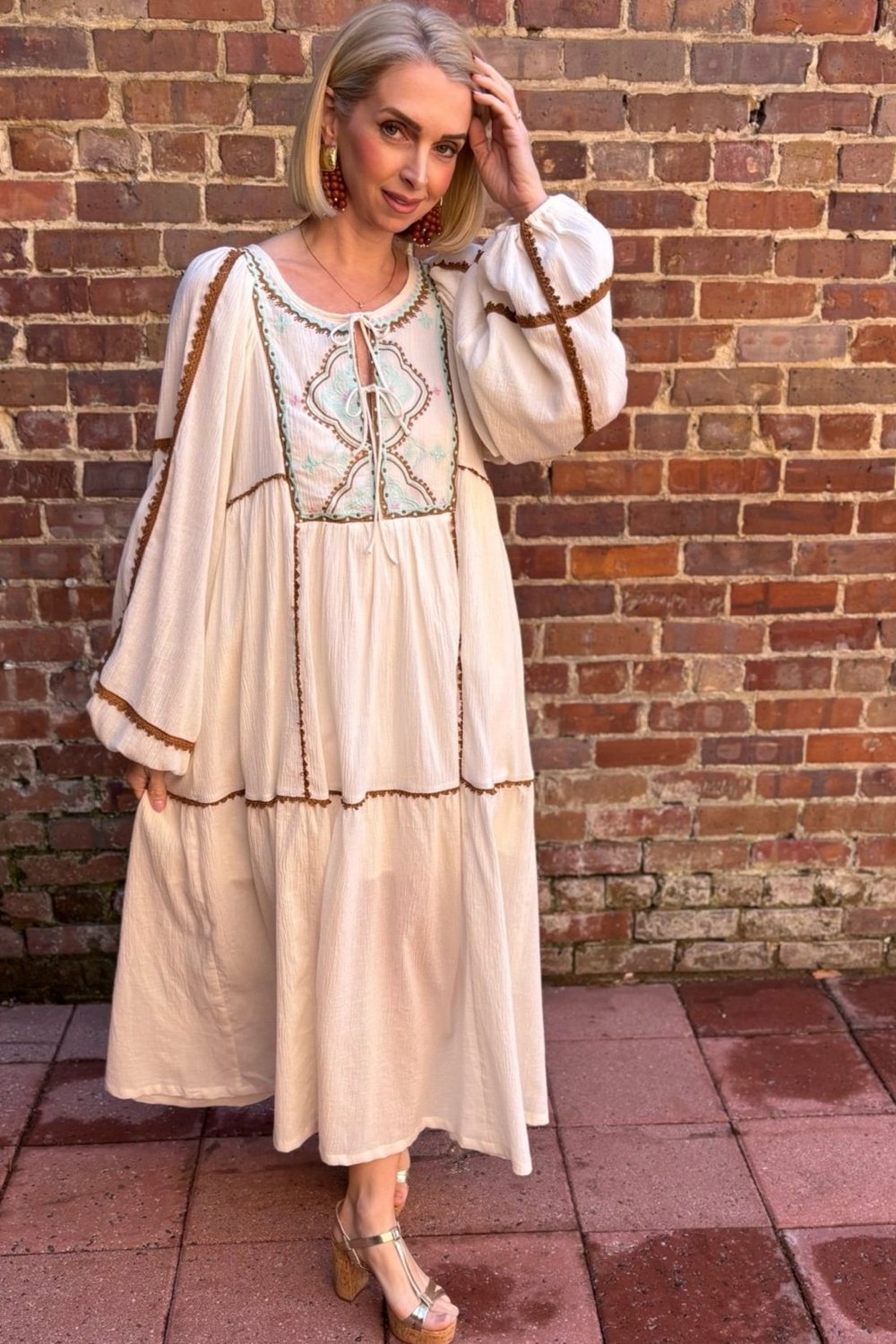 blue dress for baby girl Vintage Sleeve Ruffles Bohemian Maxi Dress I Love that Boho main image 1