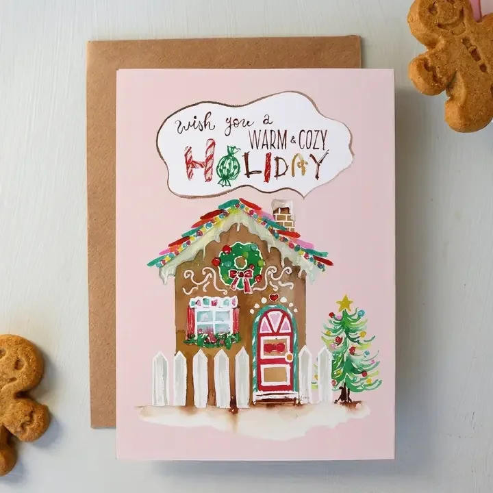 Warm & Cozy Gingerbread House – Holiday Card