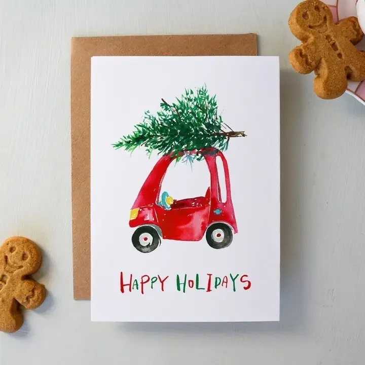 Christmas Tree Toy Car Holiday Greeting Card