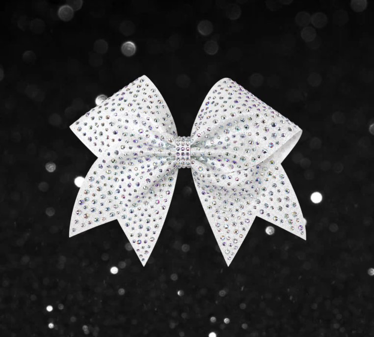 White Rhinestone Glitter Bow