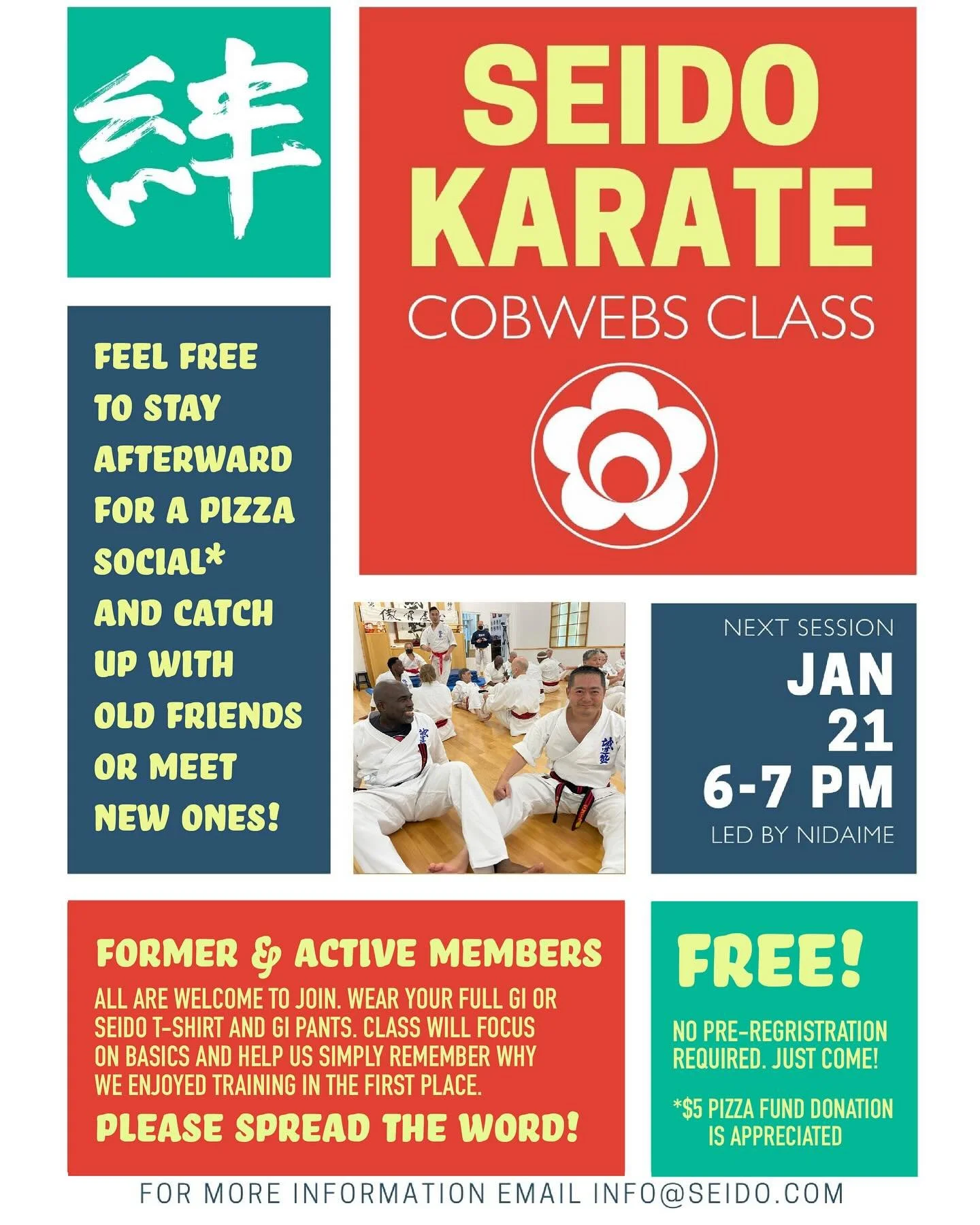 Former and Current Seido Students! 

Don&rsquo;t overthink it- we&rsquo;ll see you on the dojo floor Tuesday, 1/21. 6:00pm. Osu! #martialartslife #backtobasics #seidokarate #honbuseido #cobwebsclasses #dojolife