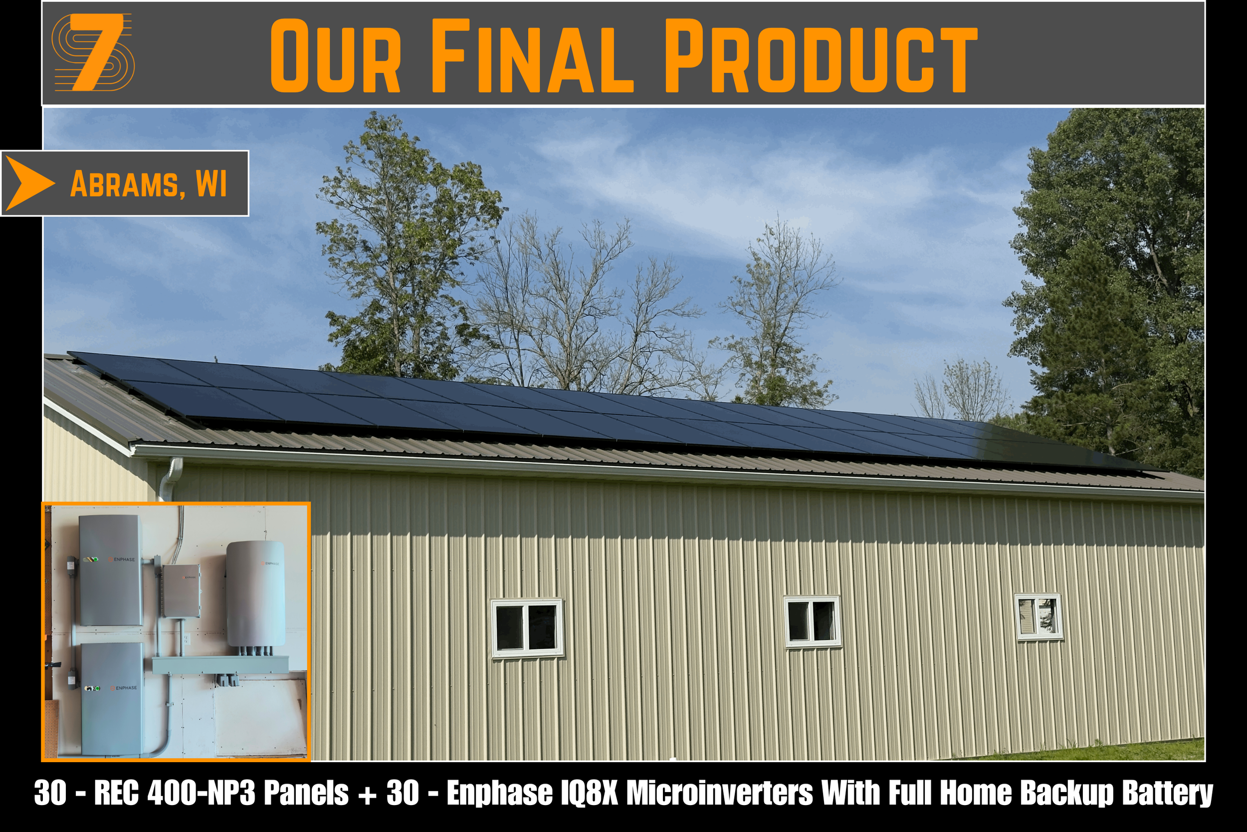 Wisconsin Solar 30 Panels Shop roof mounted Solar with Whole Home Battery Backup
