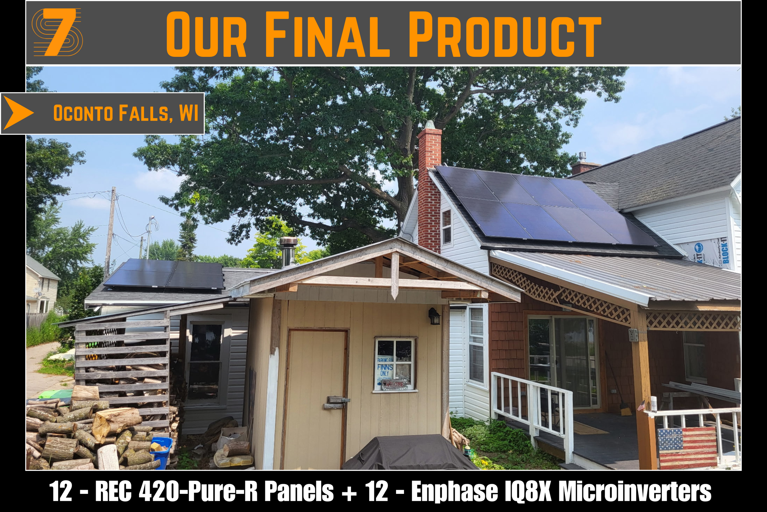 Wisconsin Solar - 12 Panel Roof and Garage Mounted Solar Array Net Meter