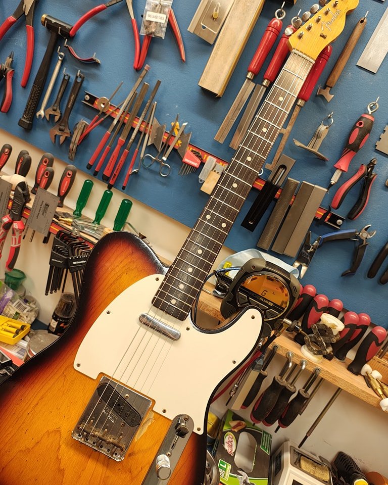 Custom shop '59 ltd tele in for some smaller vintage style frets #axewoodguitarworks #guitarservices #guitarrepair #perthbands