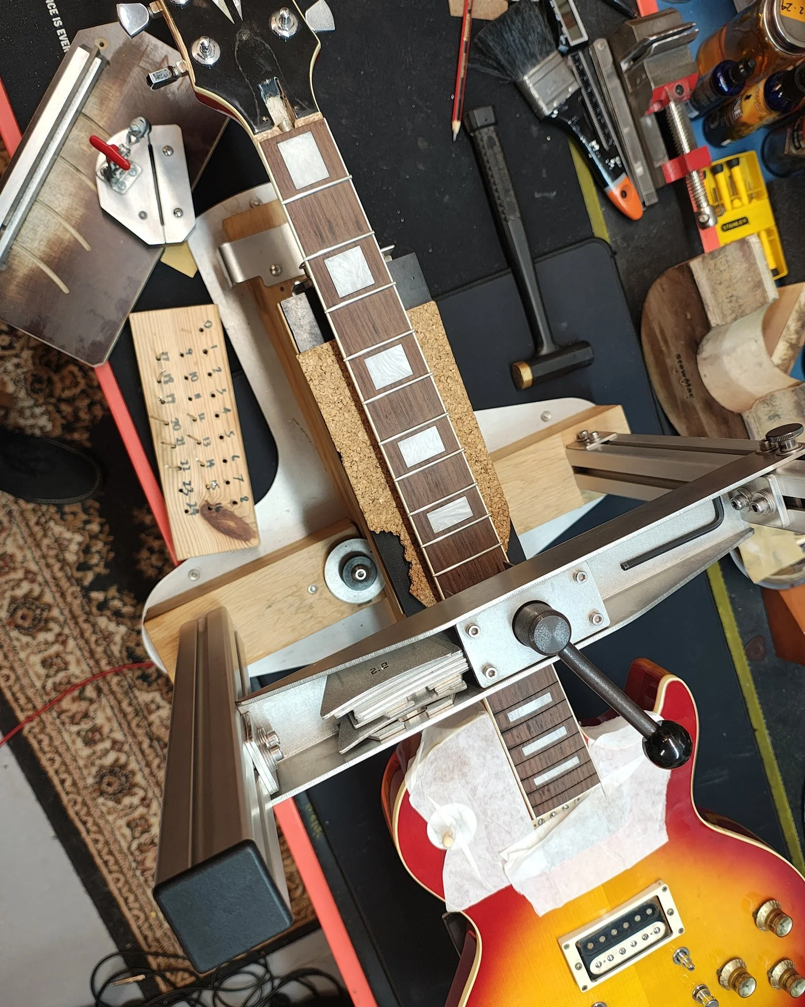 Just finished up a refret on this Ibanez LP today #axewoodguitarworks #guitarservices #guitarrepair