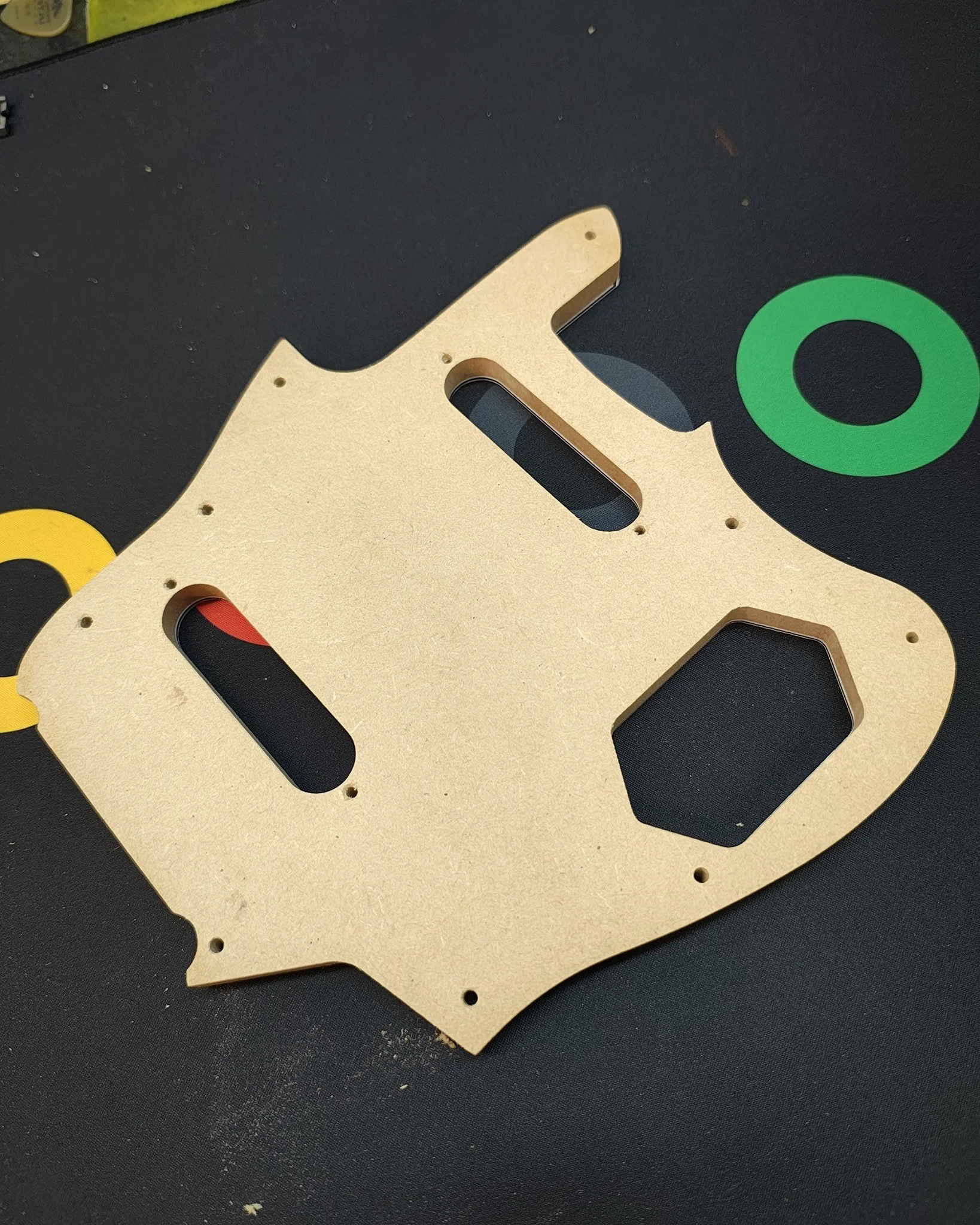 Pickguard copied today with some small adjustments to help it work with a baritone scale length with the bridge in a different position #guitarservices #guitarrepair #axewoodguitarworks #perthmusicians