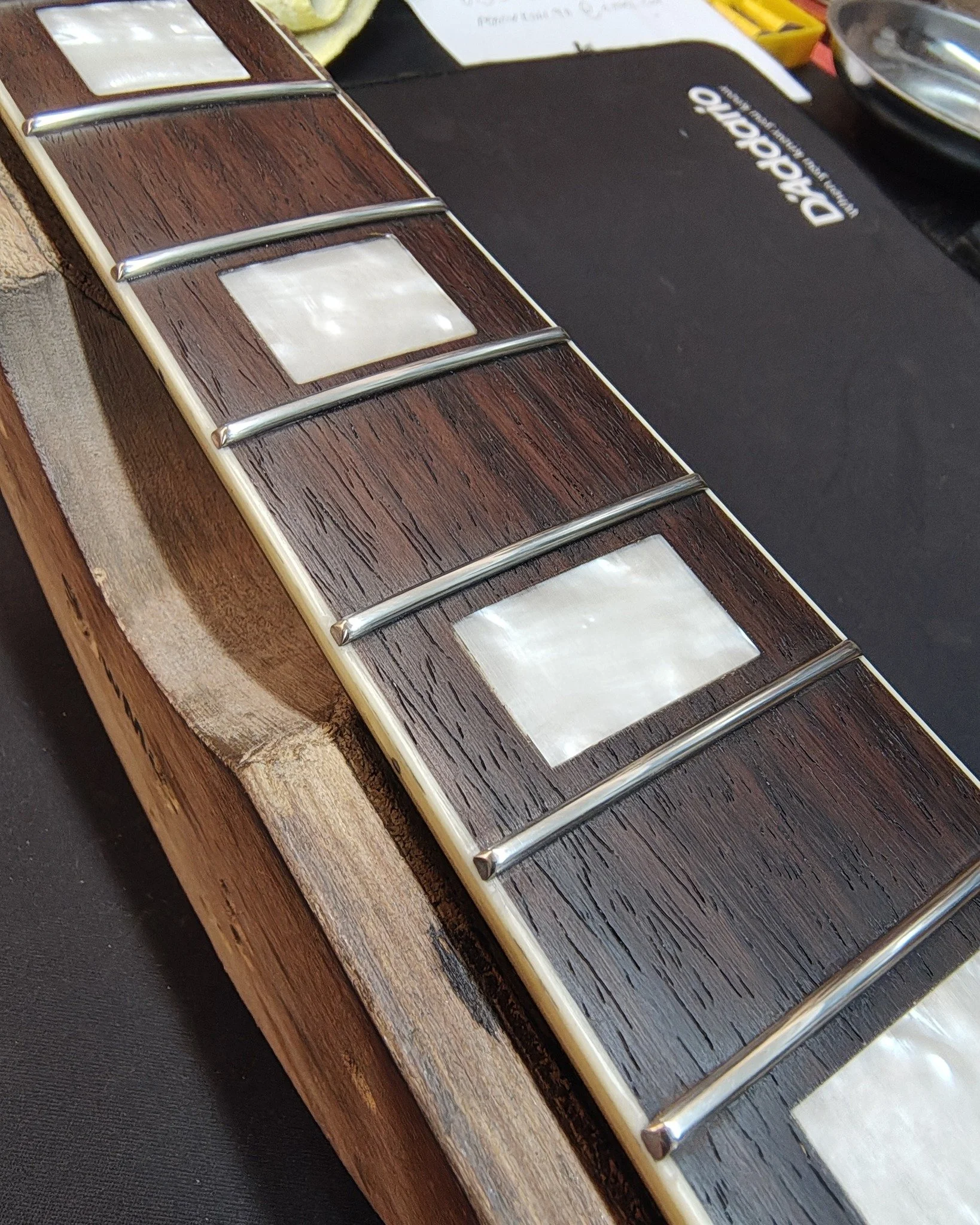 Just finished up a couple refrets on a LP and a Strat #axewoodguitarworks #perthmusicians #guitarservice #guitarrepair