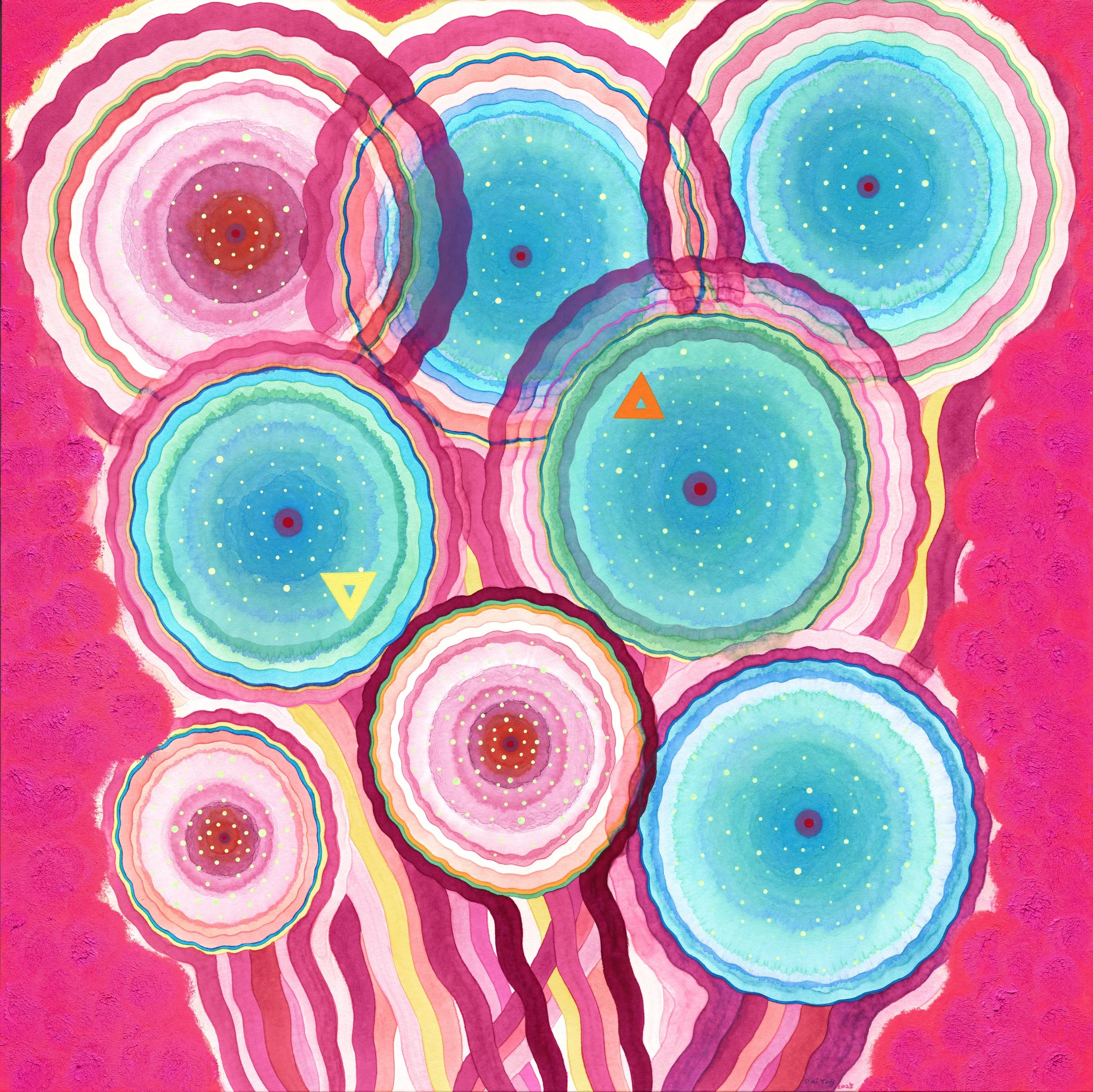 M-Theory 73, Chinese Paint, Japanese Paint, Acrylic Paint, Oil, Chinese xuan paper mounted on canvas, 96X96cm, 2025