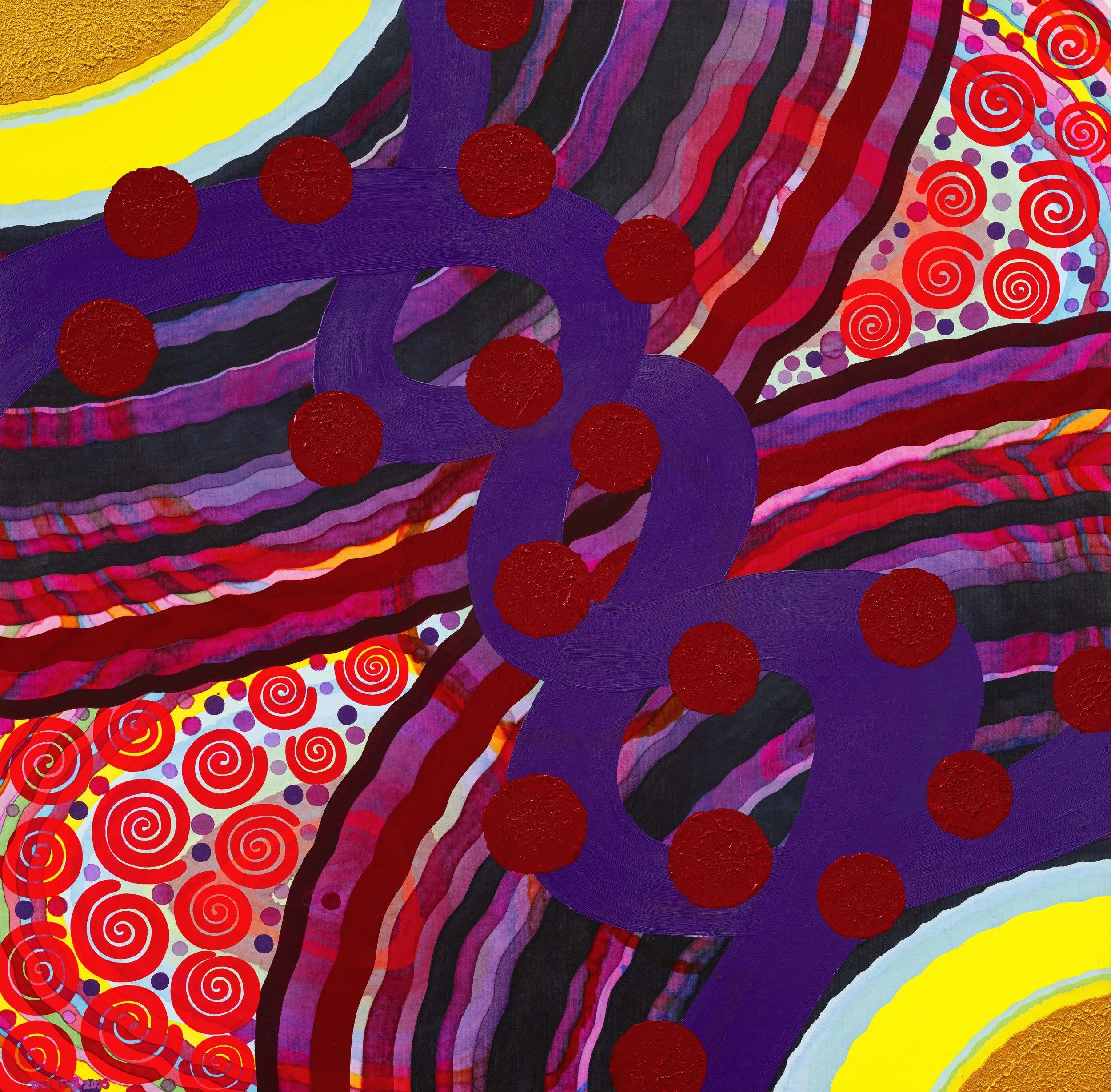 M-Theory 75 
Chinese painting pigments, Japanese pigments, Acrylic, Chinese xuan paper
mounted on canvas, 90X90cm, 2025