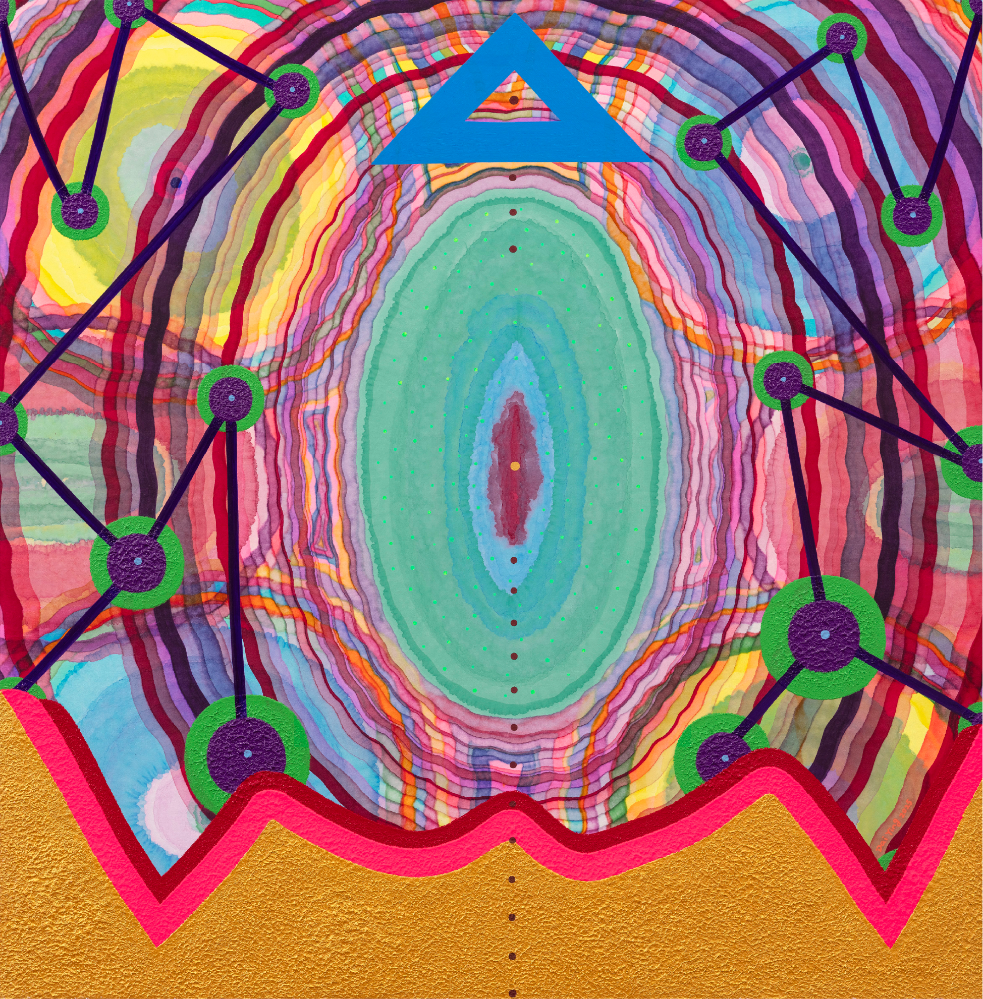Goddess 23
Chinese painting pigments, Japanese pigments, acrylic, and Chinese xuan paper
mounted on canvas, 90 × 90cm, 2025