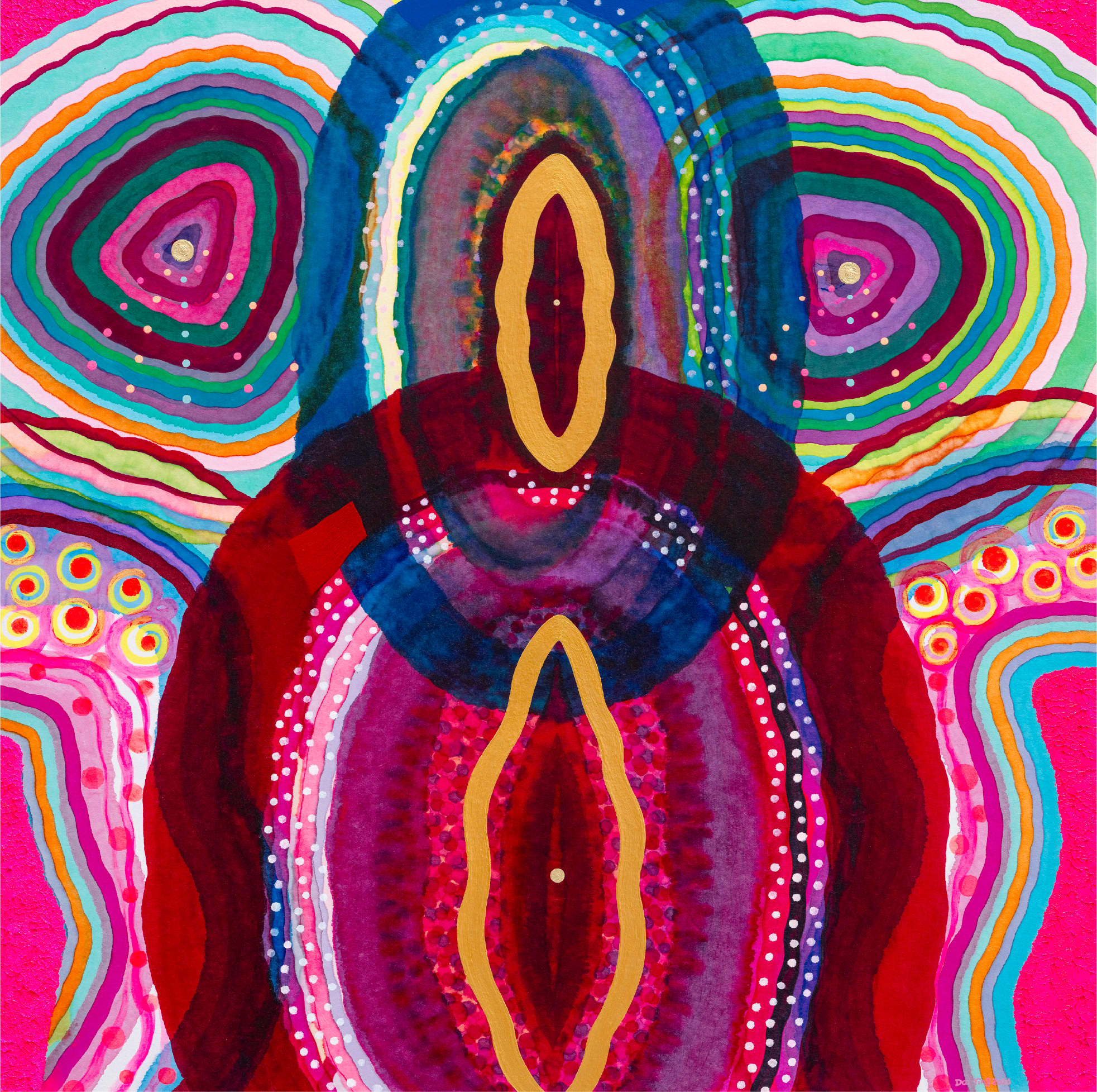 Goddess 28
Chinese painting pigments, Japanese pigments, acrylic, oil, and Chinese xuan paper
mounted on canvas, 90×90cm, 2026