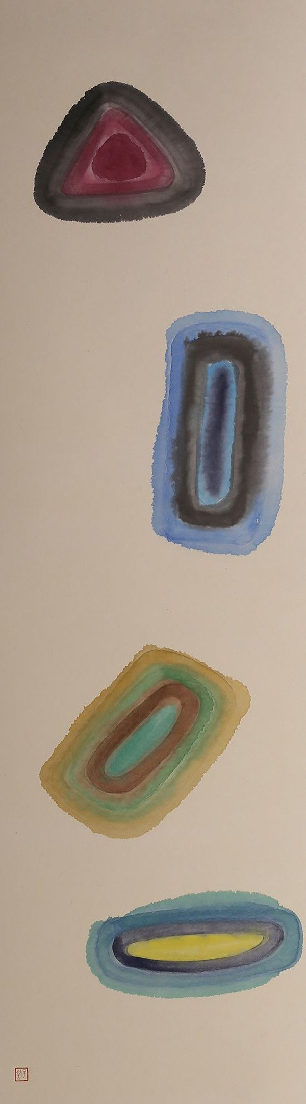 Chinese Ink Magic Cube 3 水墨魔方 3, 2015, Ink, Chinese paint, Japanese paint, Chinese rice paper, 34 x 120cm