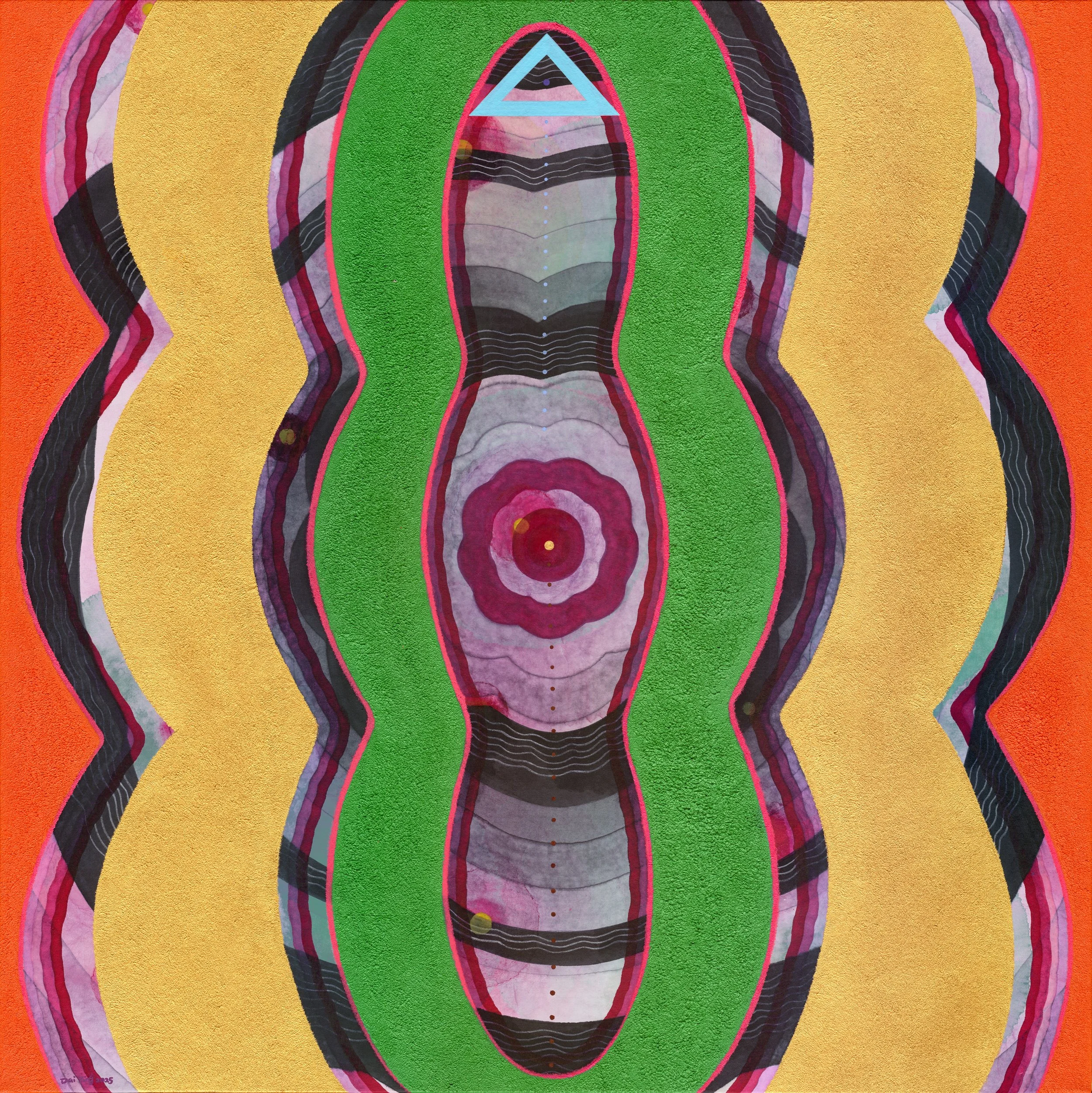 Goddess 17, Chinese paint, Japanese paint, Acrylic, Oil, Chinese xuan paper mounted on canvas, 96X96cm, 2025