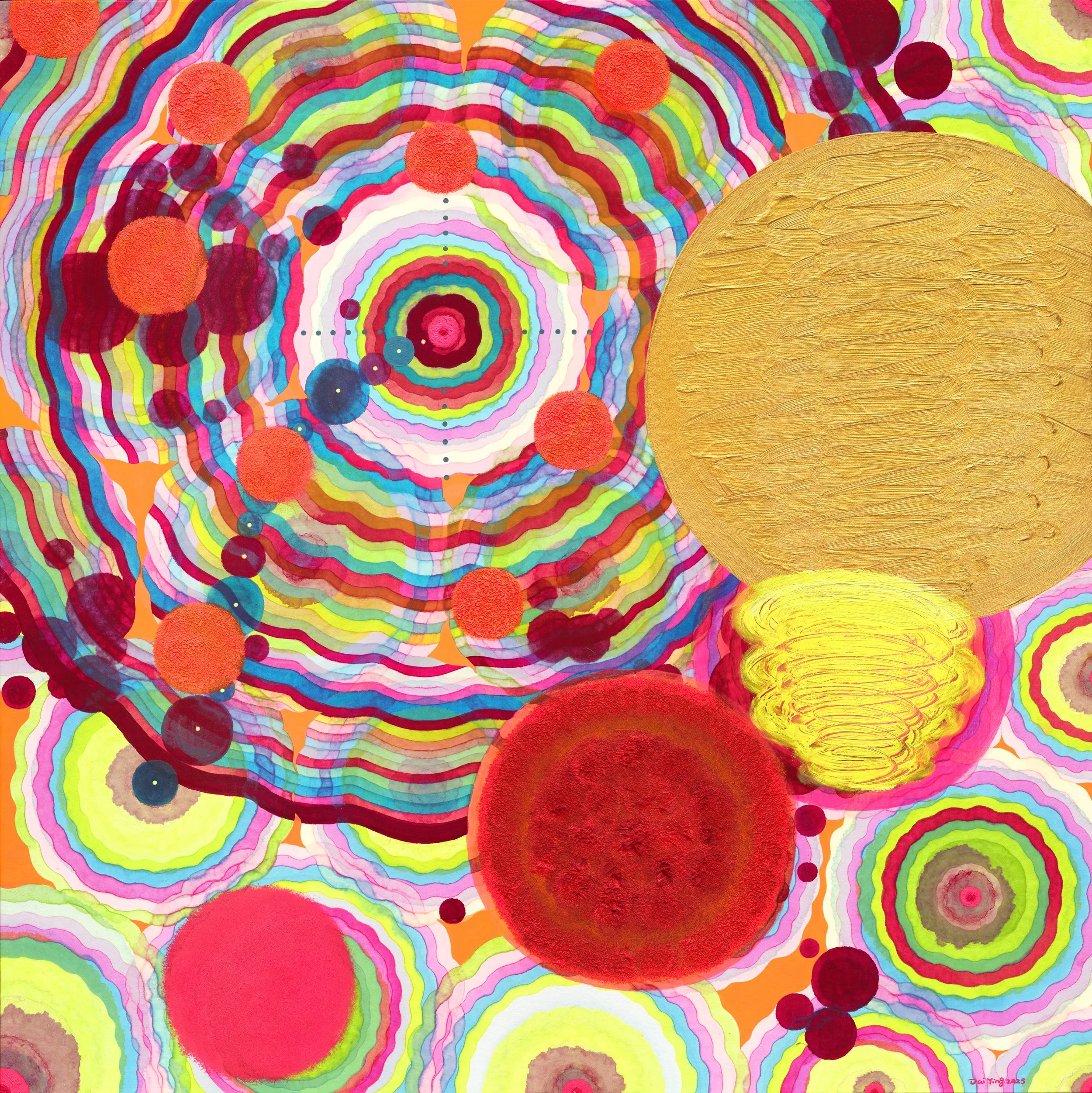 M-Theory 69, Chinese Paint, Japanese Paint, Acrylic Paint, Oil, Chinese xuan paper mounted on canvas, 96X96cm, 2025