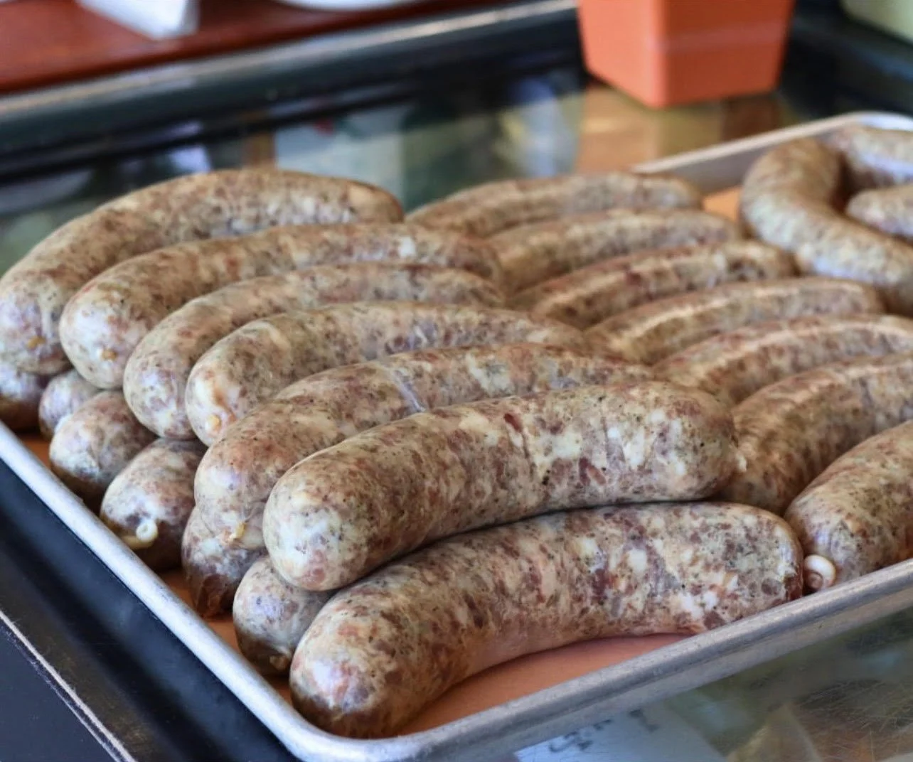 Close up of house-made sausages